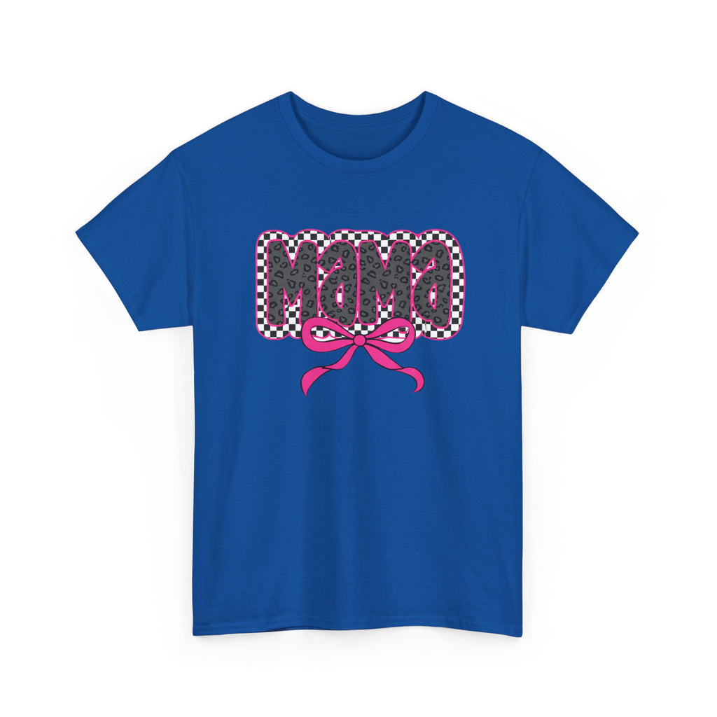 Mama Graphic Tee — Pink Bow Checkerboard Mothers Day Shirt
