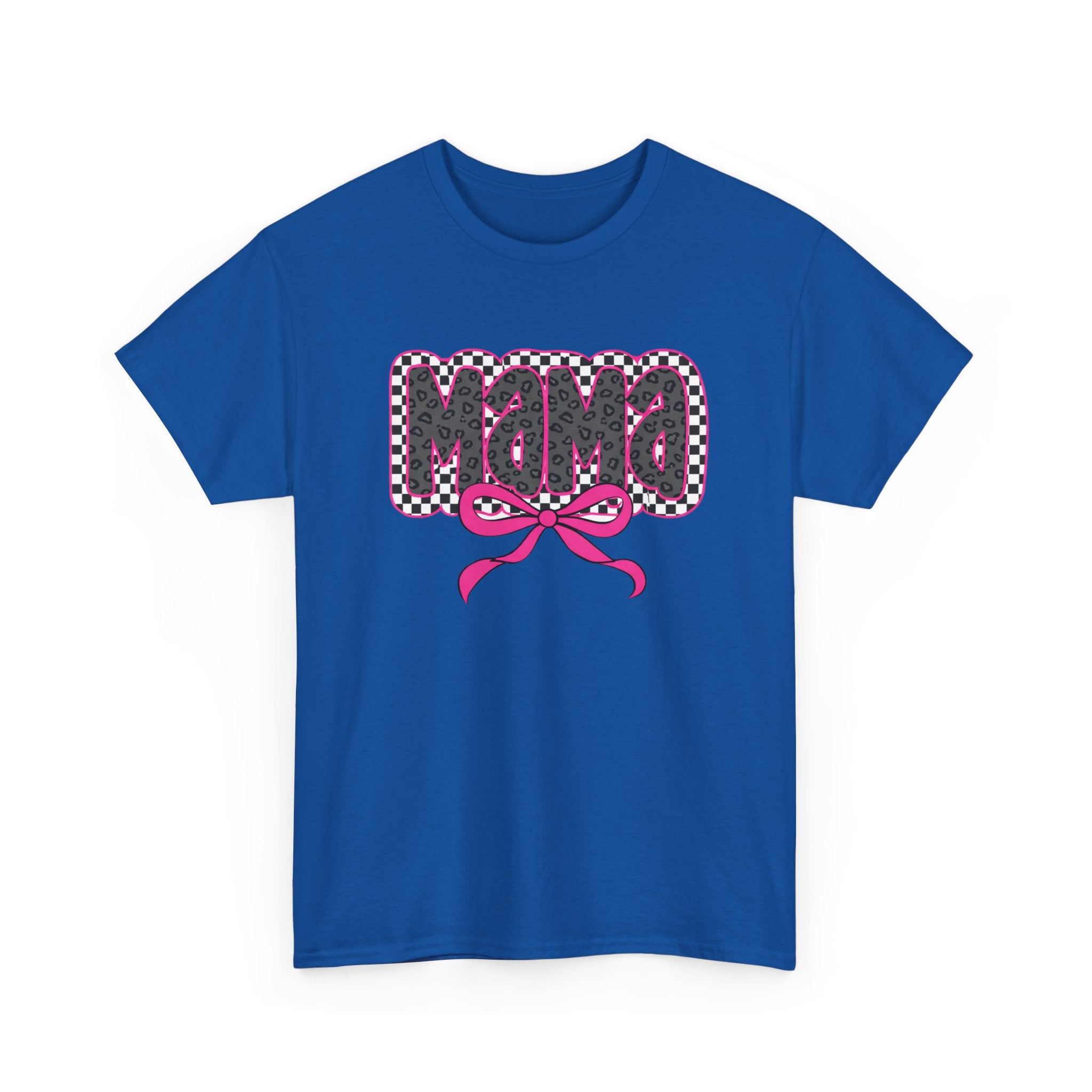 Mama Graphic Tee — Pink Bow Checkerboard Mothers Day Shirt