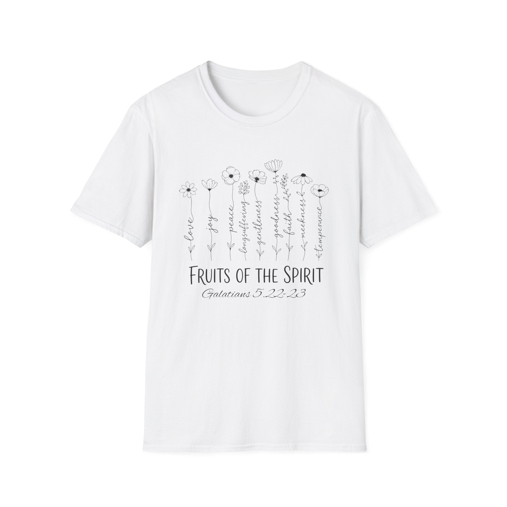 Fruits of the Spirit T-Shirt — Floral Scripture Design (Galatians 5:22-23)