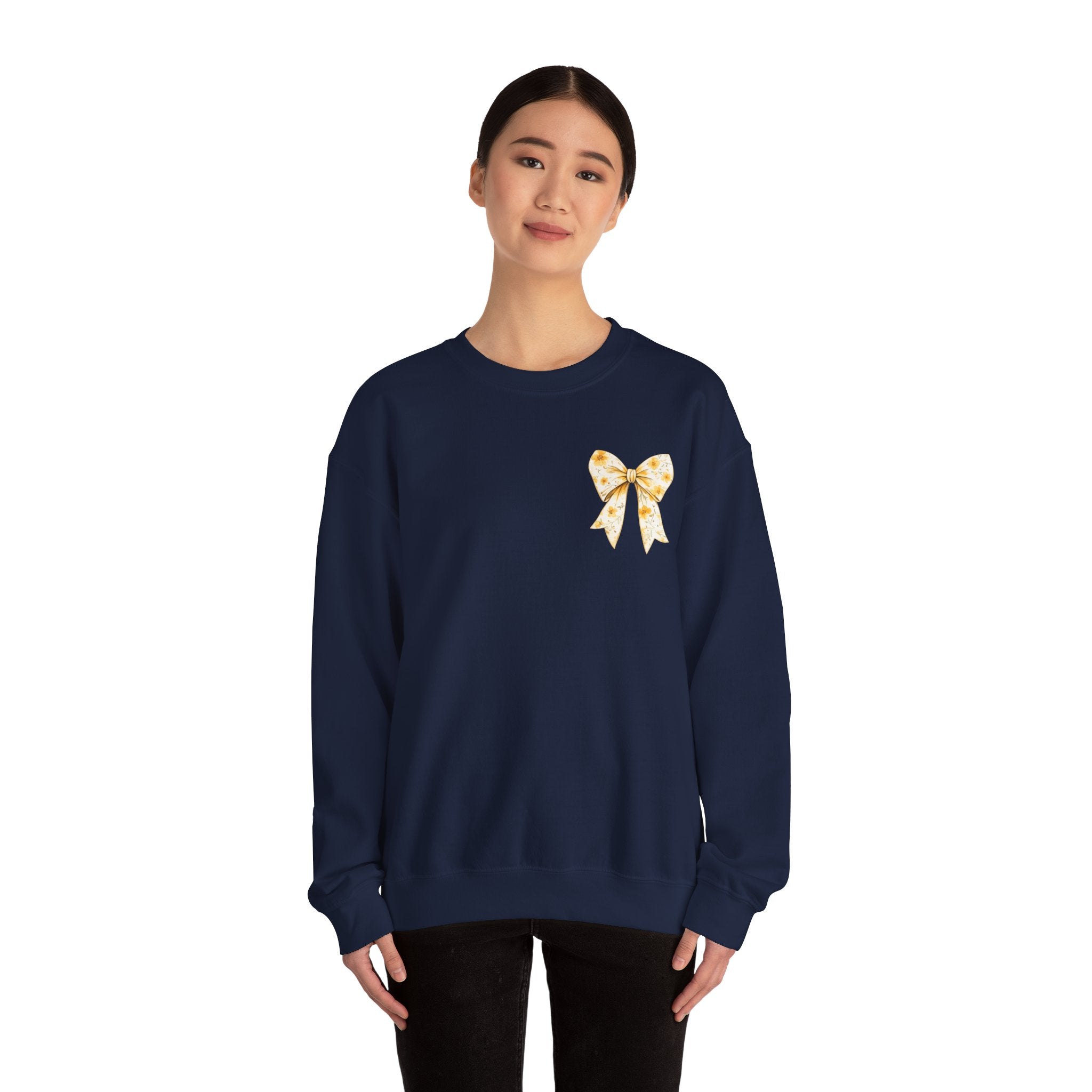 Crewneck Sweatshirt — “God Says You Are” Inspirational Bow Graphic