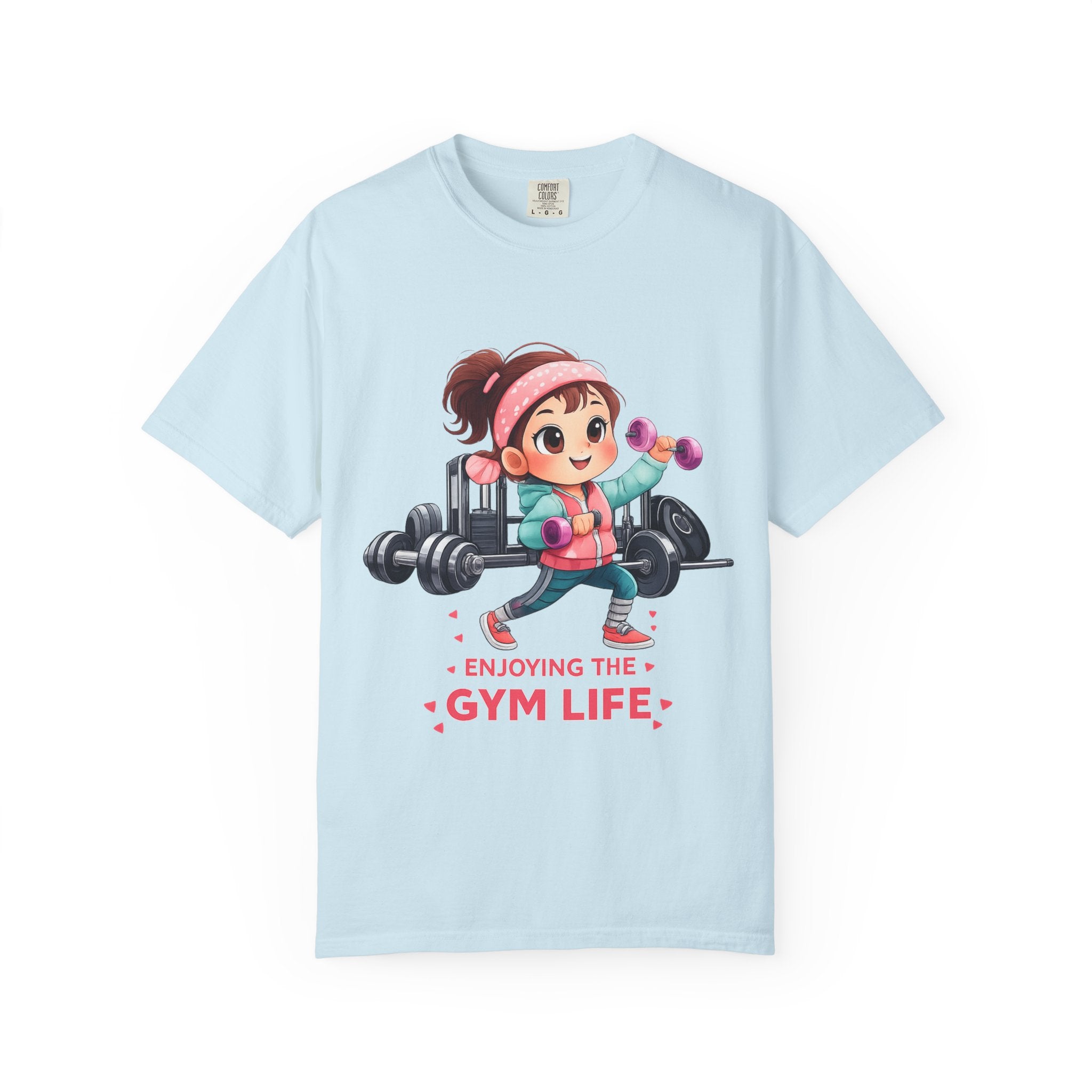 Gym Life T-Shirt — Cute Cartoon Weightlifting Tee ("Enjoying the Gym Life")