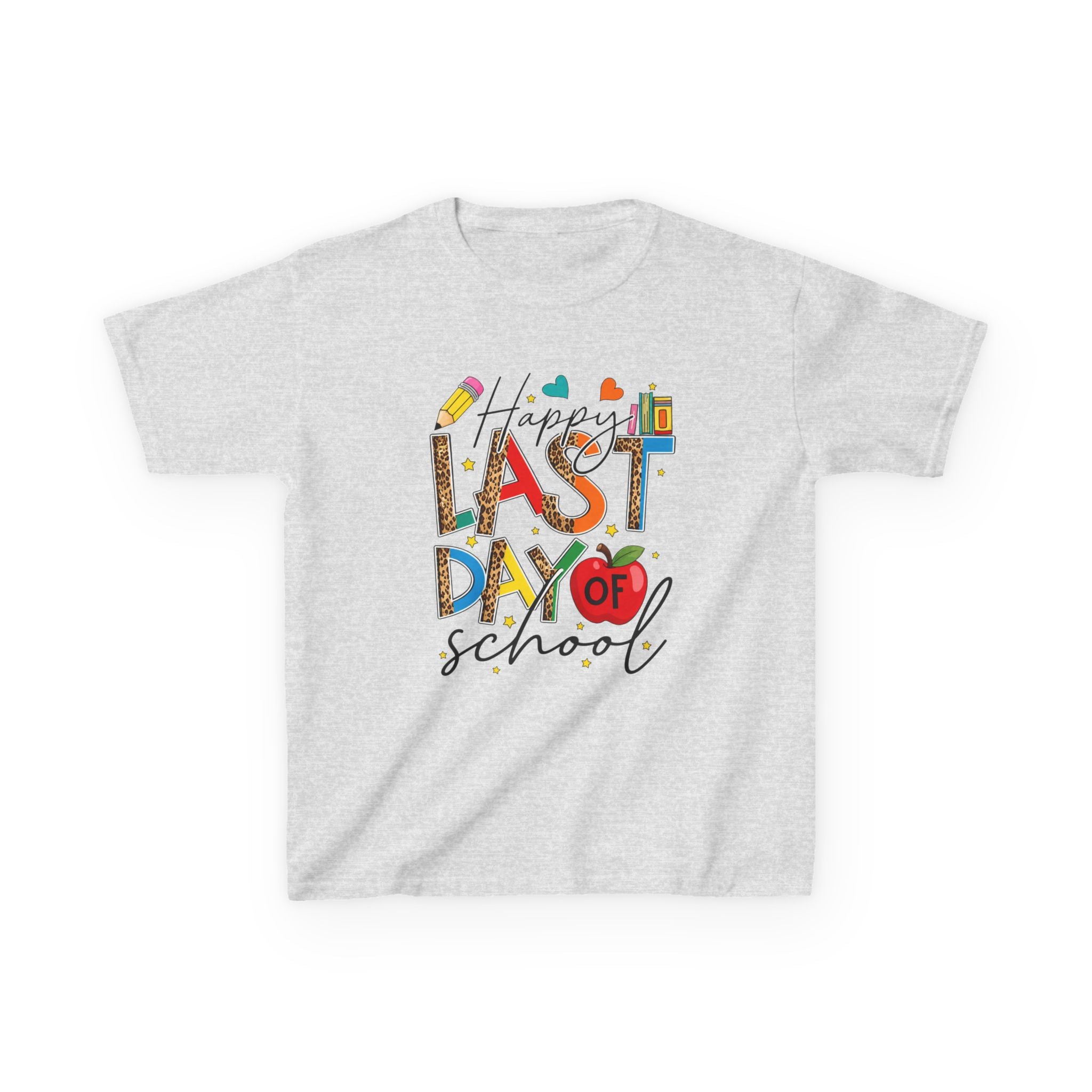 Last Day of School Kids T-Shirt – Happy Last Day of School Tee with Colorful School Icons