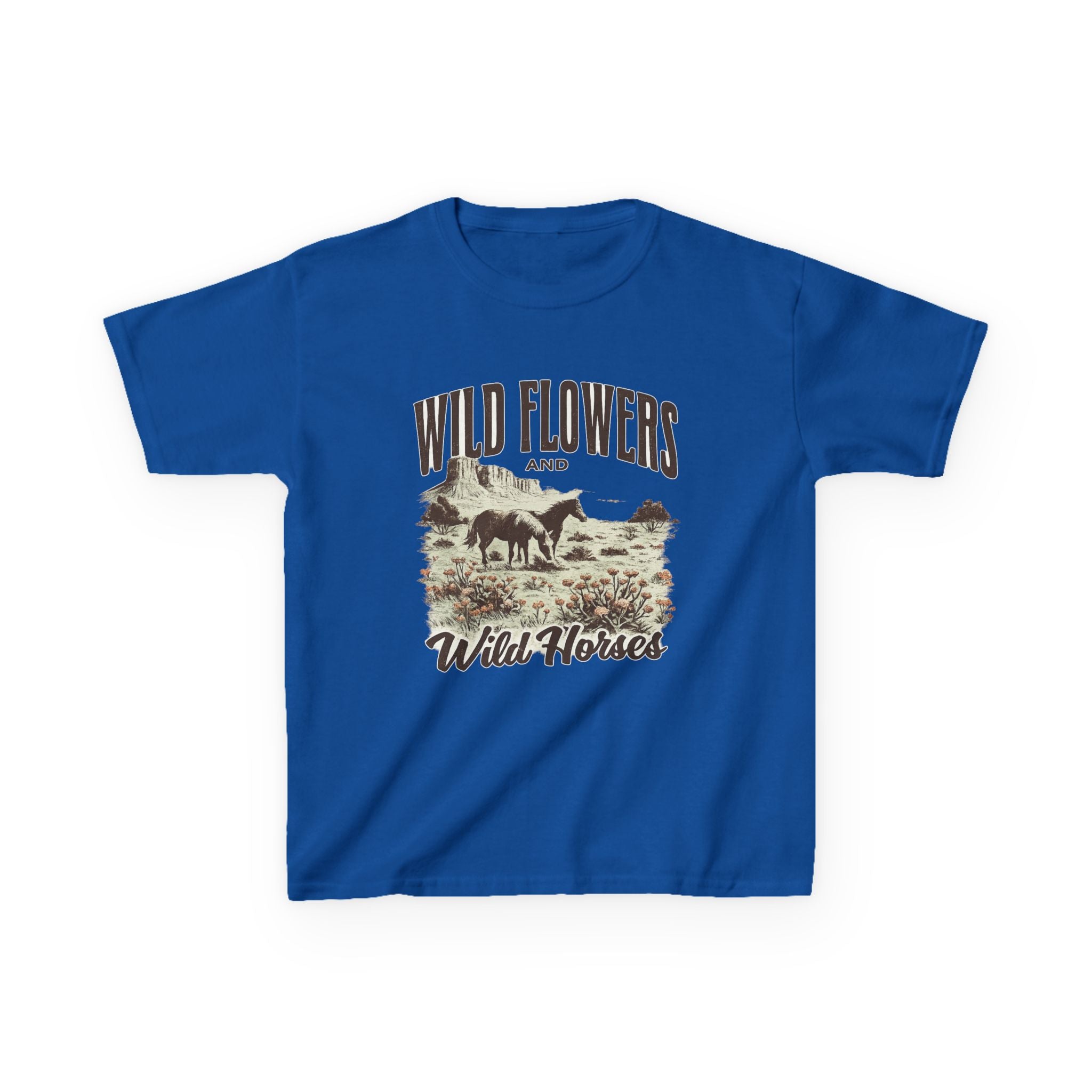 Kids T-Shirt — "Wild Flowers and Wild Horses" Rustic Western Tee