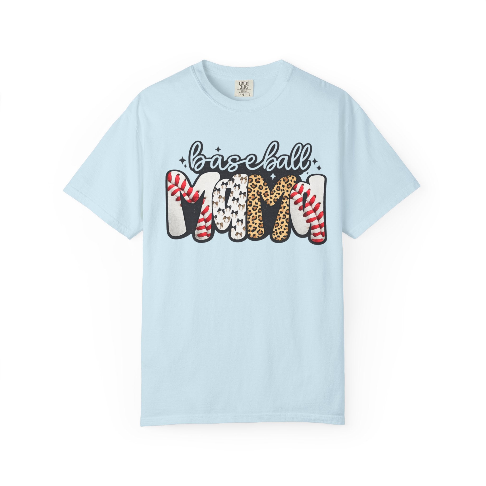 Baseball Mom T-Shirt — Leopard & Stitch Pattern Sports Tee
