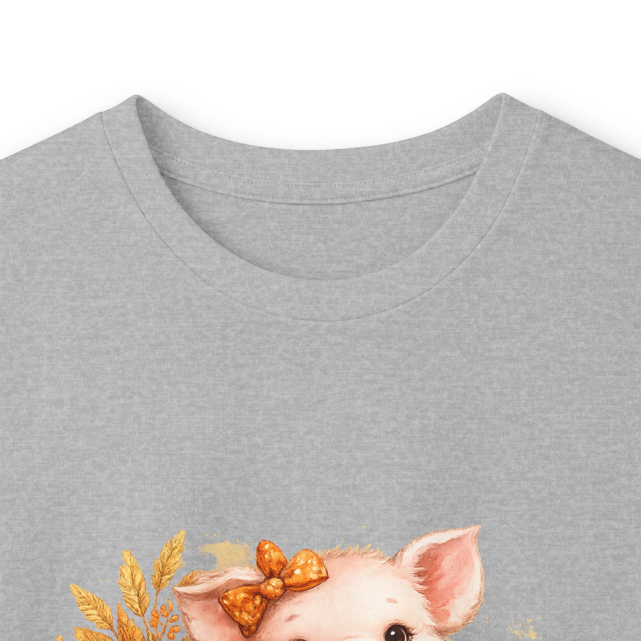 Long Sleeve Tee — Cute Fall Pig with Pumpkins & Sunflower Autumn Graphic