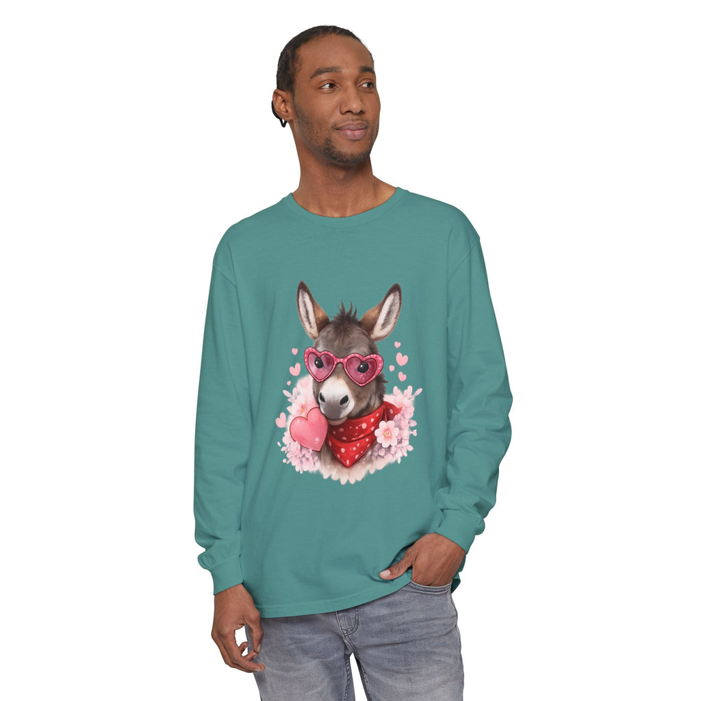Donkey with Heart Sunglasses Long Sleeve Tee