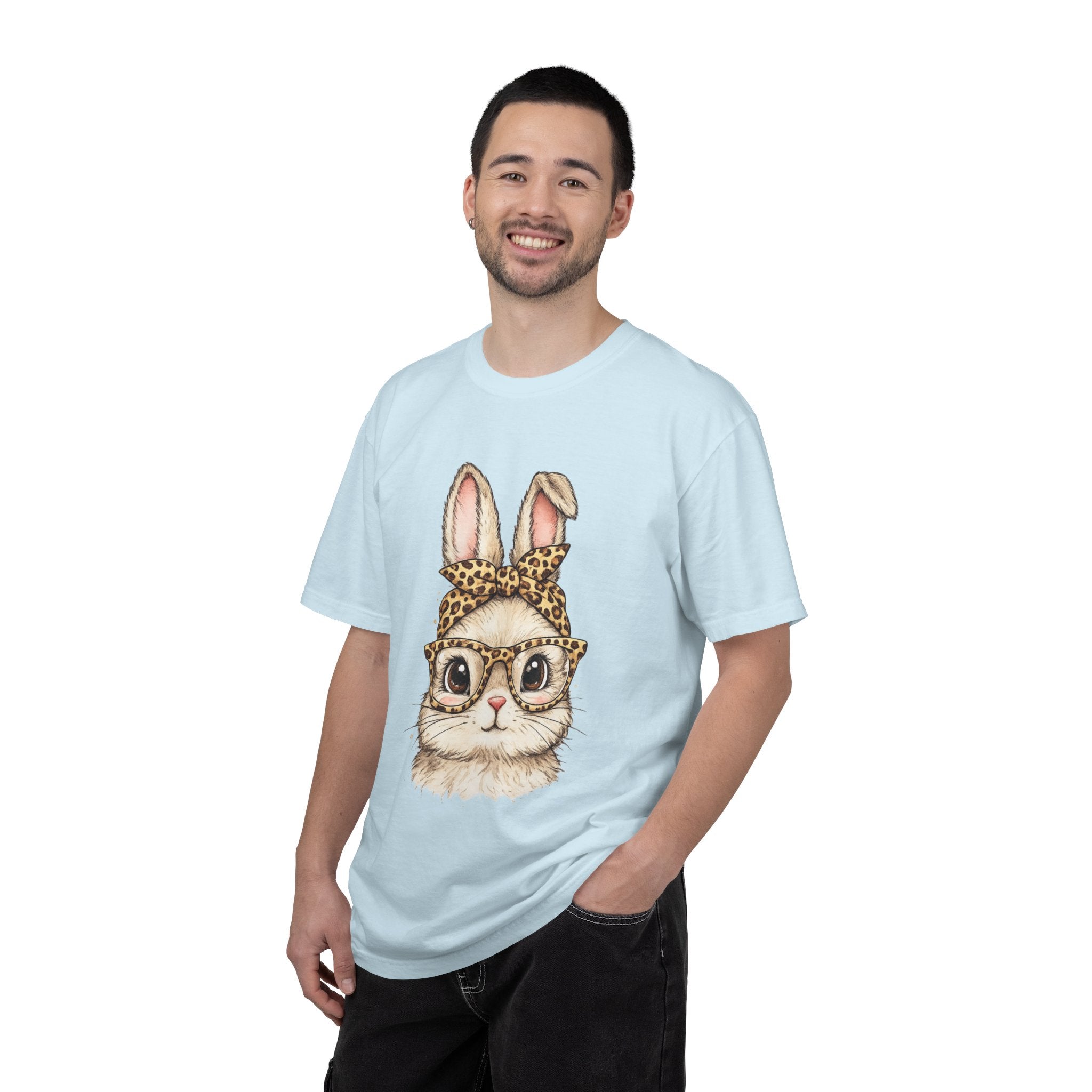 Bunny in Leopard Headband T-Shirt — Cute Vintage Rabbit Graphic Tee