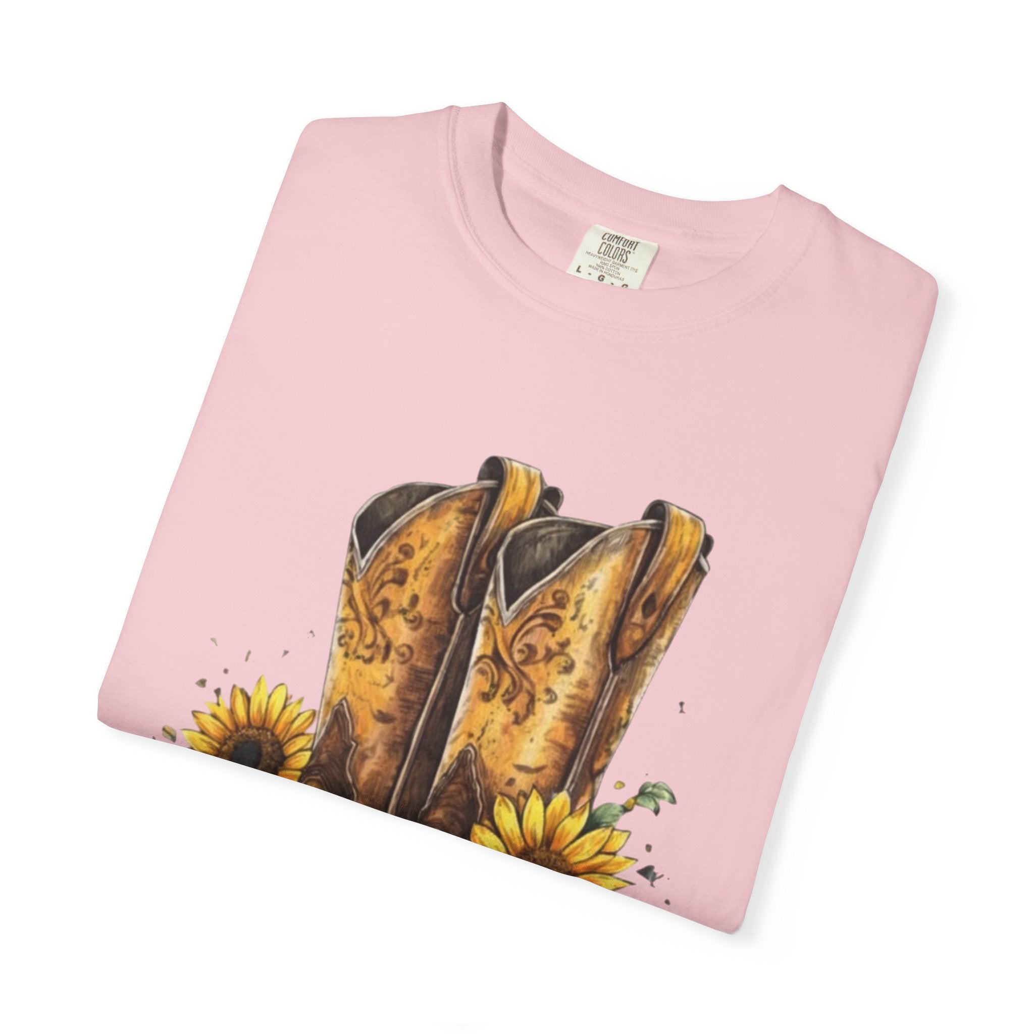 Cowgirl Boots & Sunflowers T-Shirt — Western Floral Graphic Tee