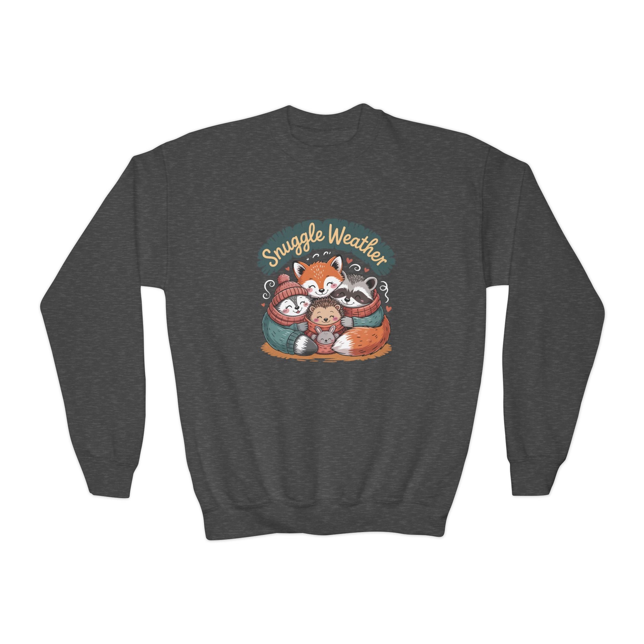 Youth Sweatshirt — "Snuggle Weather" Forest Animal Crewneck