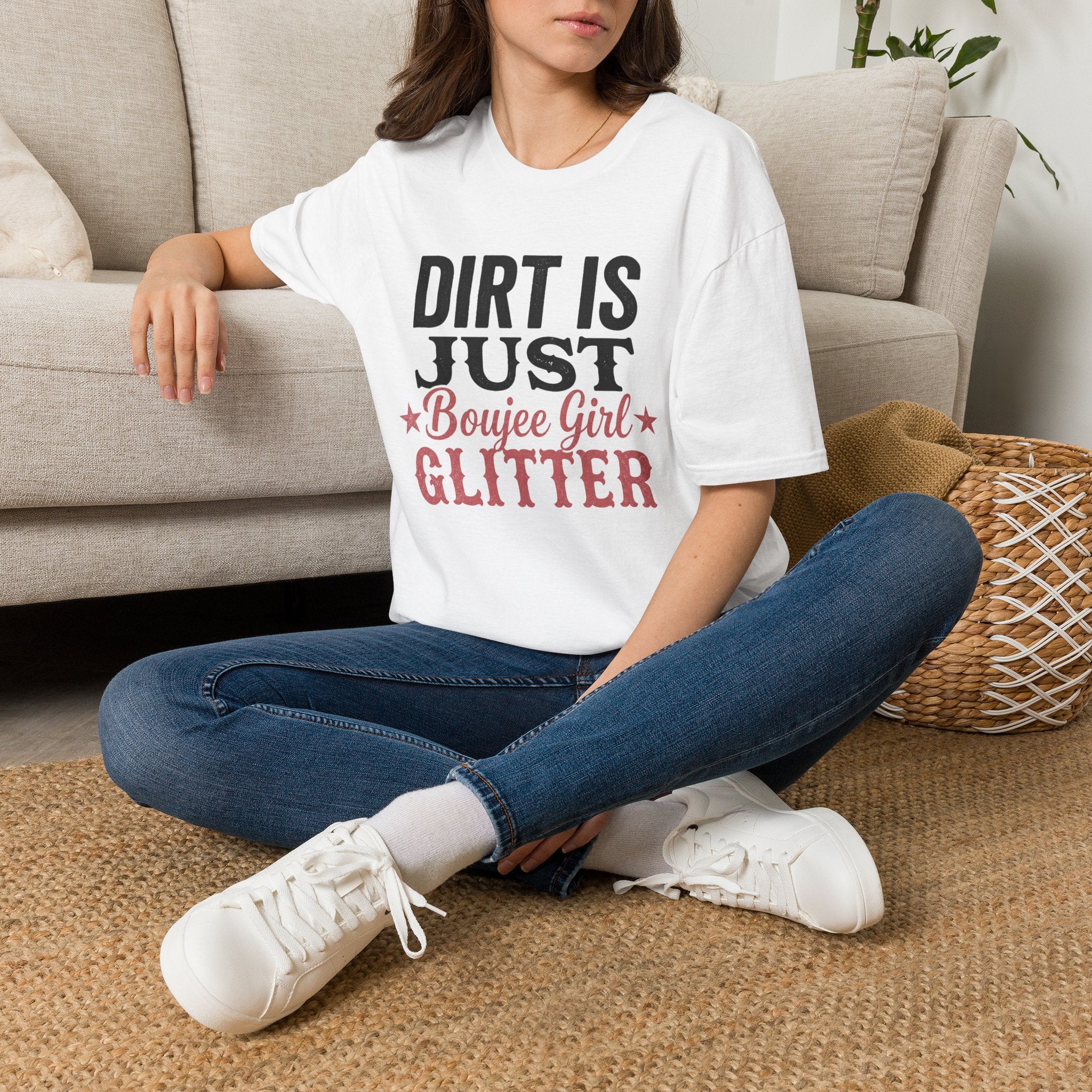 Dirt Is Just Boujee Girl Glitter T-Shirt