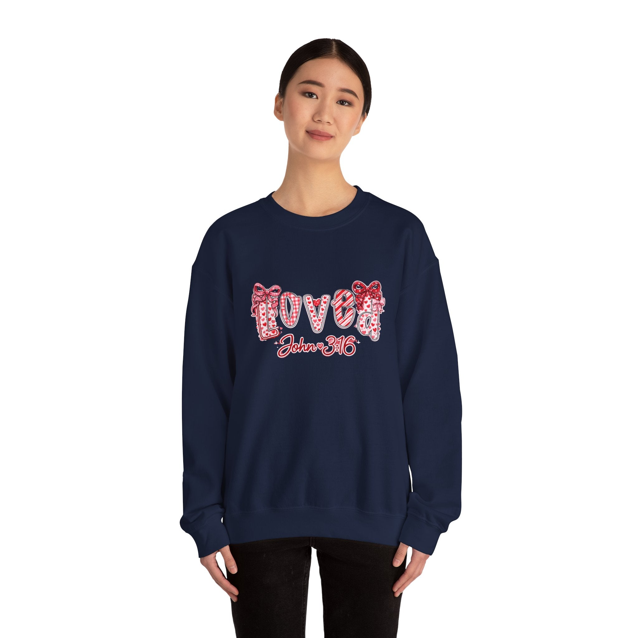 Valentine 'Love' Crewneck Sweatshirt — John 3:16 Script