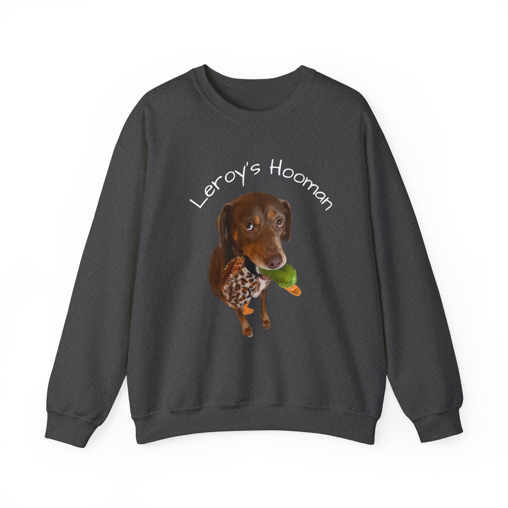 Crewneck Sweatshirt – "Leroy’s Human" Dachshund Graphic, Cute Pet Lover Gift