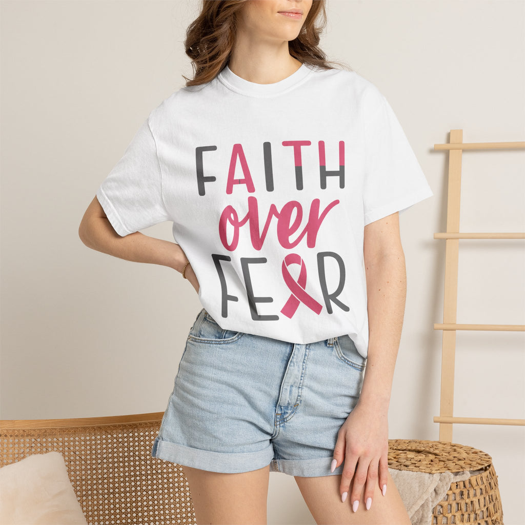Faith Over Fear T-Shirt — Breast Cancer Awareness Pink Ribbon Tee