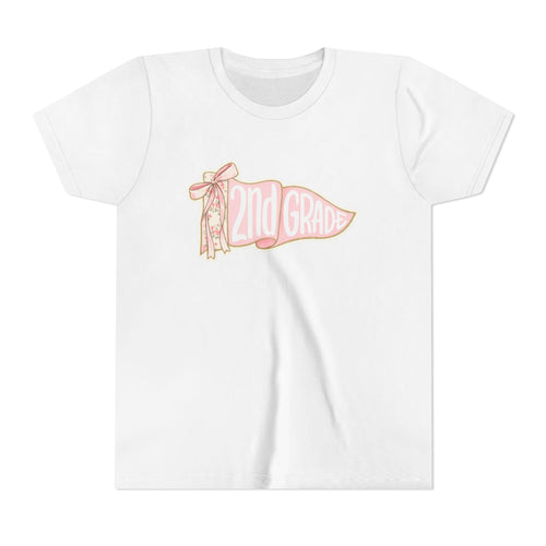 2nd Grade Pennant Kids T‑Shirt — Cute Pink Back-to-School Tee for Girls