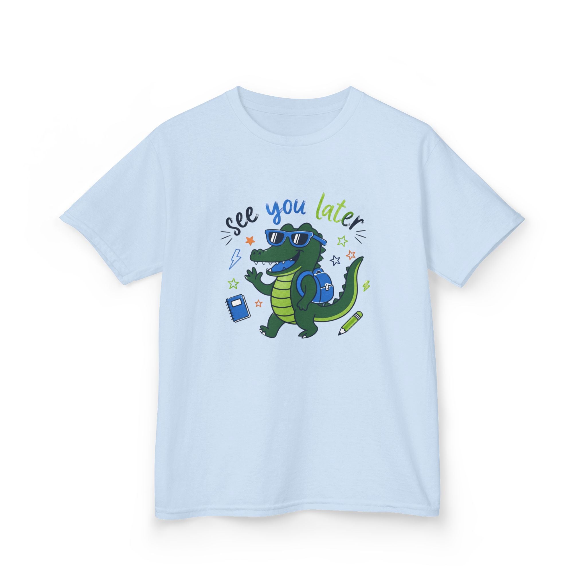 Kids T‑Shirt — "See You Later" Backpacking Alligator Graphic Tee