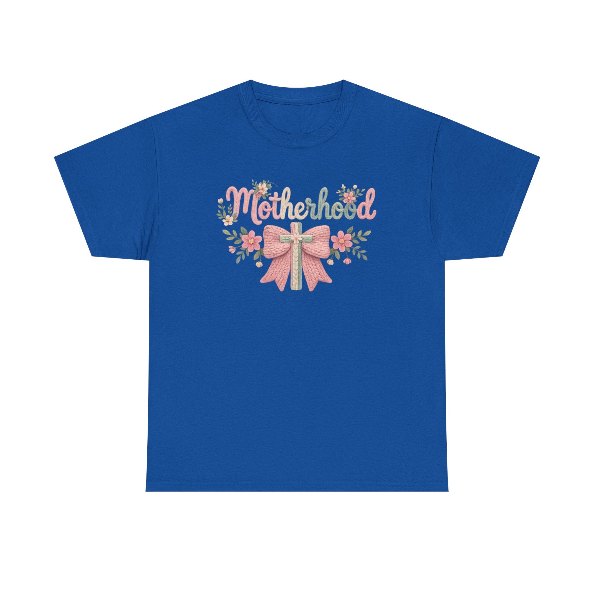 Motherhood Floral Tee — Pink Bow Mom Shirt for Mother's Day