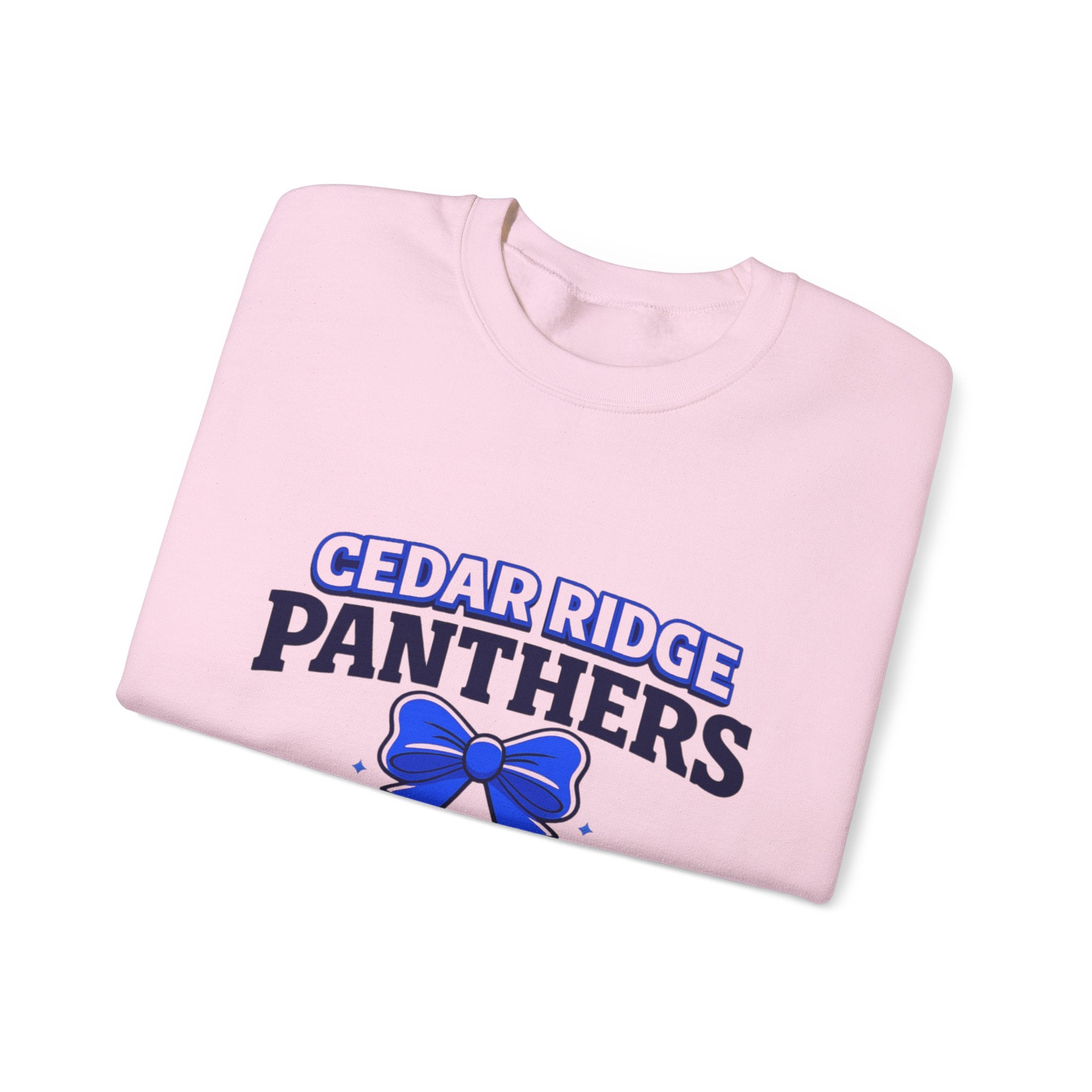 Panthers Crewneck Sweatshirt — Cedar Ridge Panthers Blue Bow School Spirit