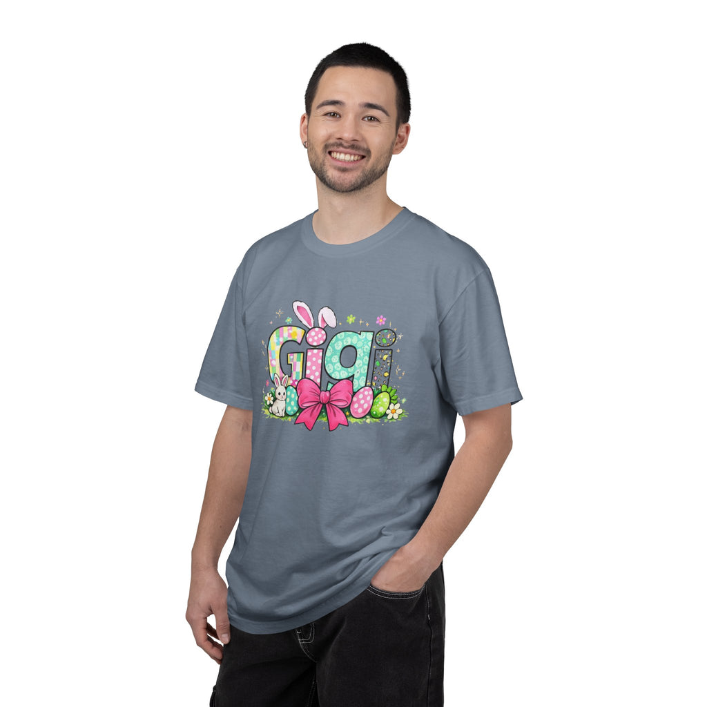 Easter Gigi T-Shirt — Pastel Bunny & Eggs Graphic Tee
