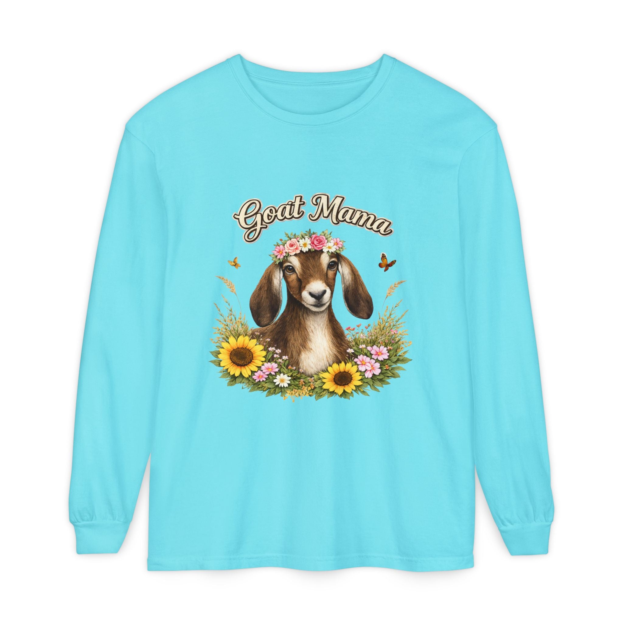 Goat Mama Long Sleeve Shirt — Floral Goat Mom Tee