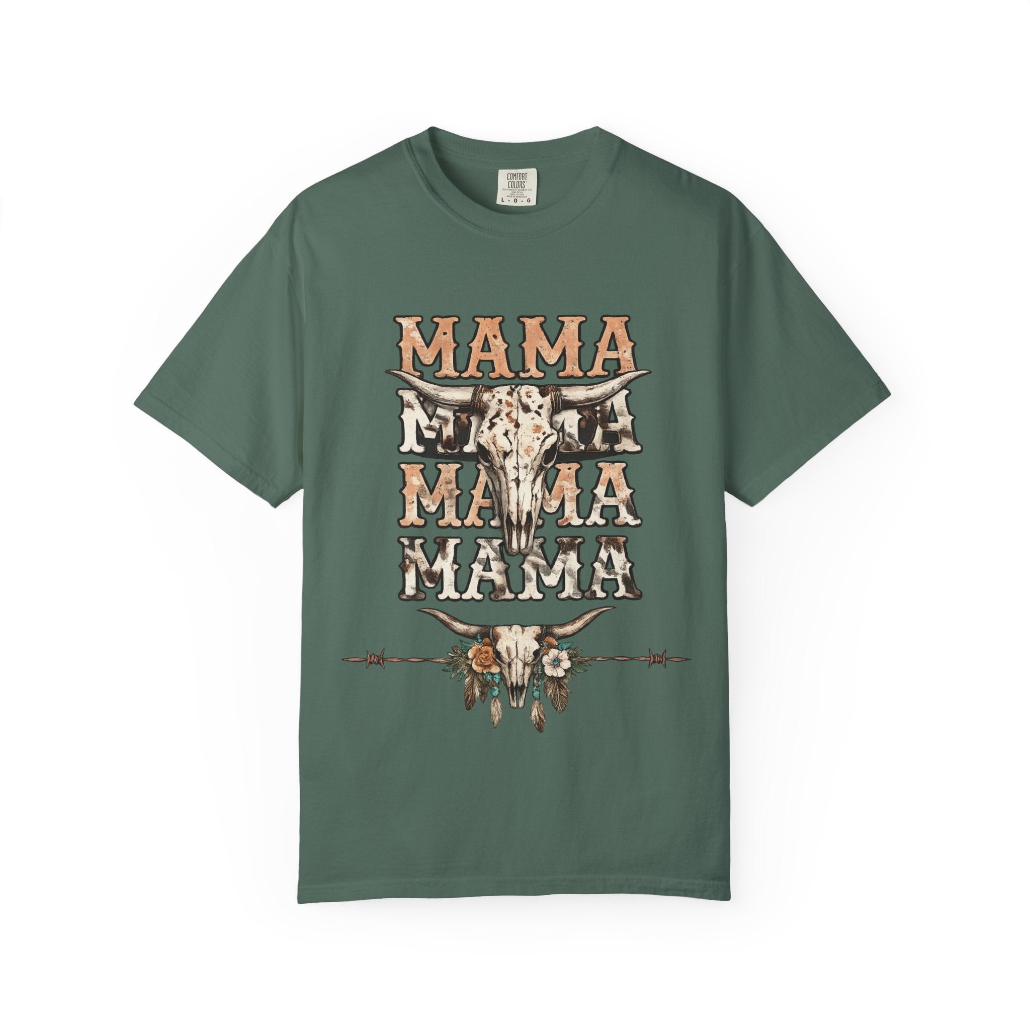 Mama Cow Skull Graphic T-Shirt — Western Boho Mom Tee