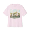 Easter Cross Tee — “He Is Not Here, He Has Risen” Floral Graphic Shirt