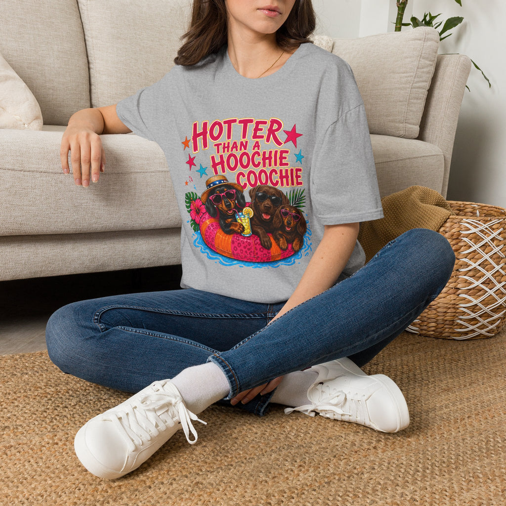 Hotter Than a Hoochie Coochie T-Shirt — Funny Summer Graphic Tee with Dogs