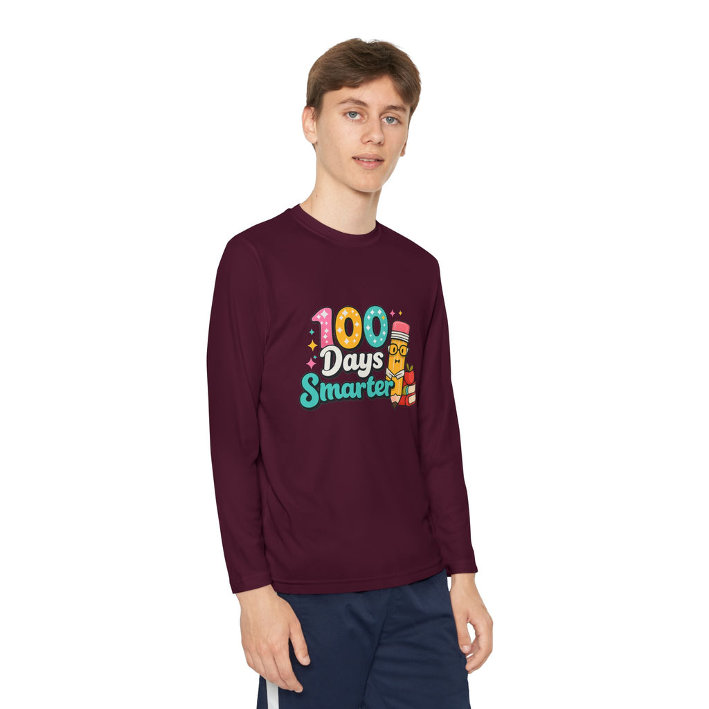 Youth Long Sleeve Tee - "100 Days Smarter" School Celebration Shirt