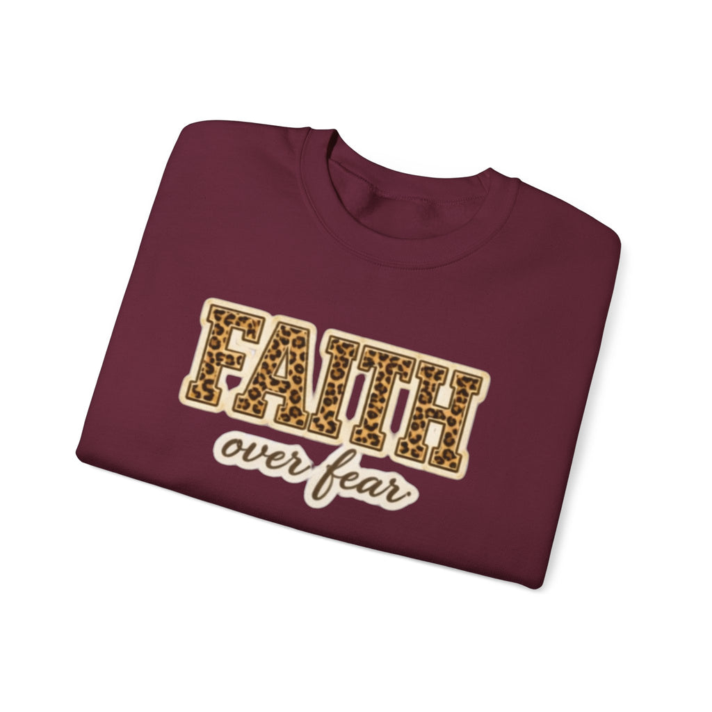 Faith Over Fear Leopard Graphic Sweatshirt