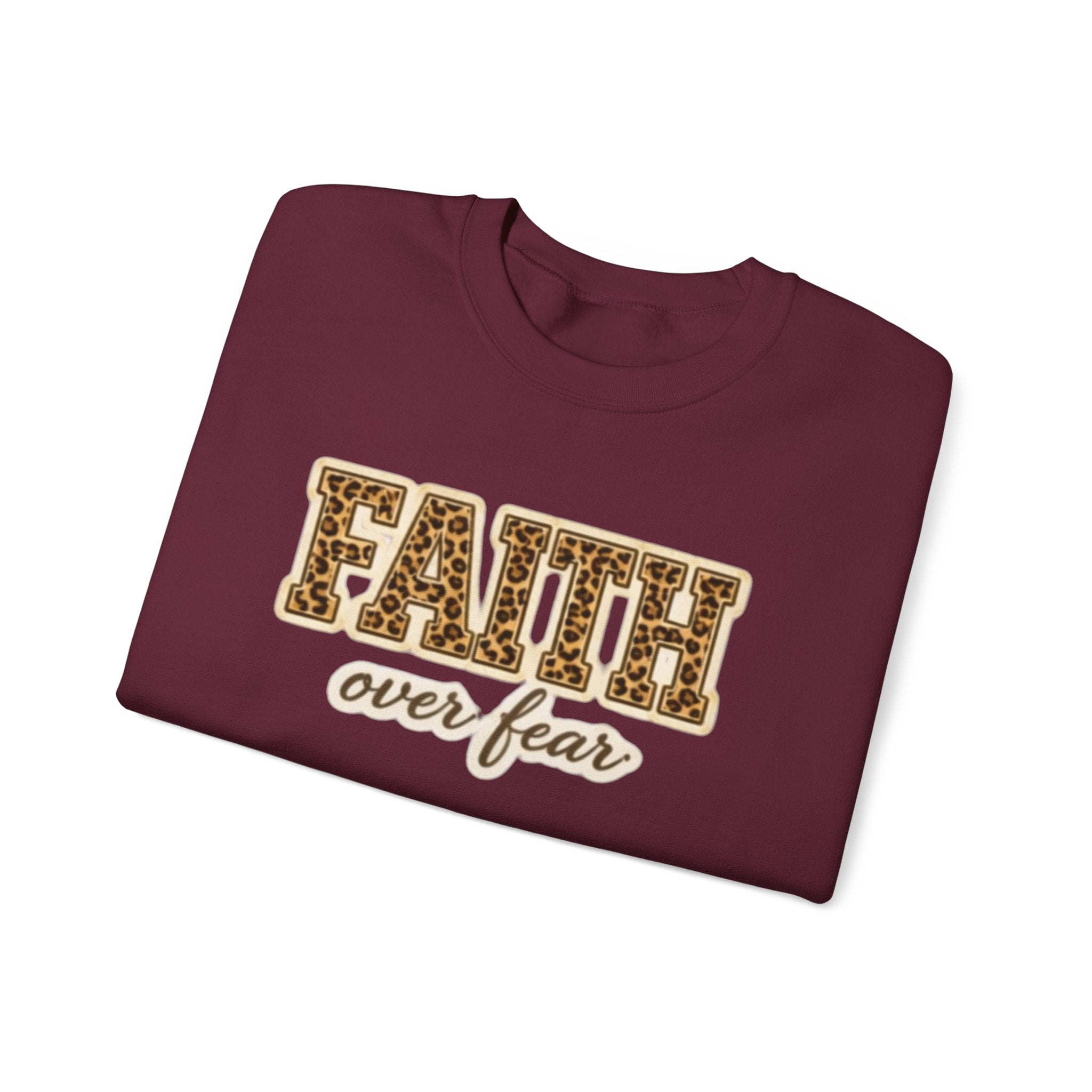 Faith Over Fear Leopard Graphic Sweatshirt