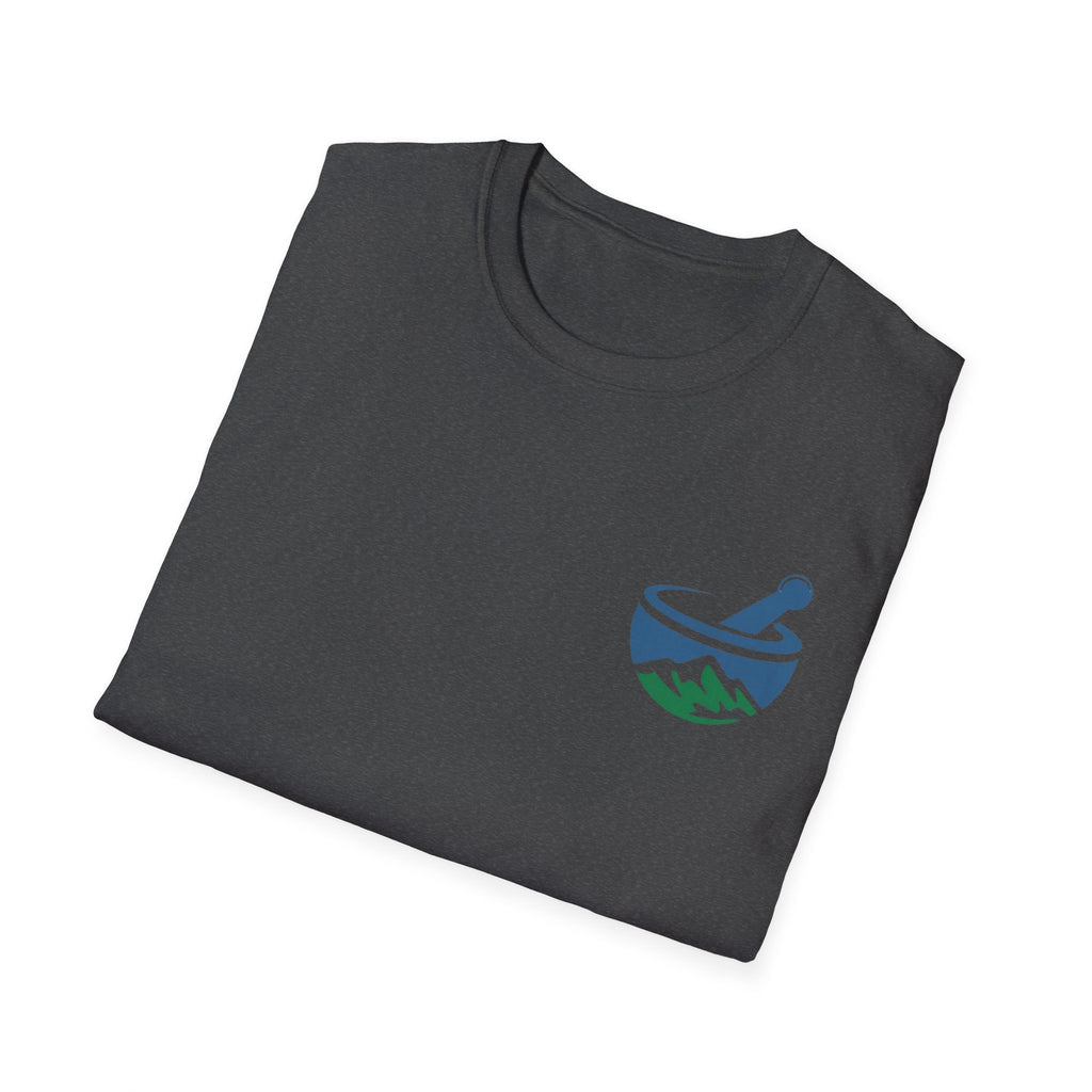 Scenic Pharmacy T-Shirt — Mountain Mortar & Pestle Logo Tee