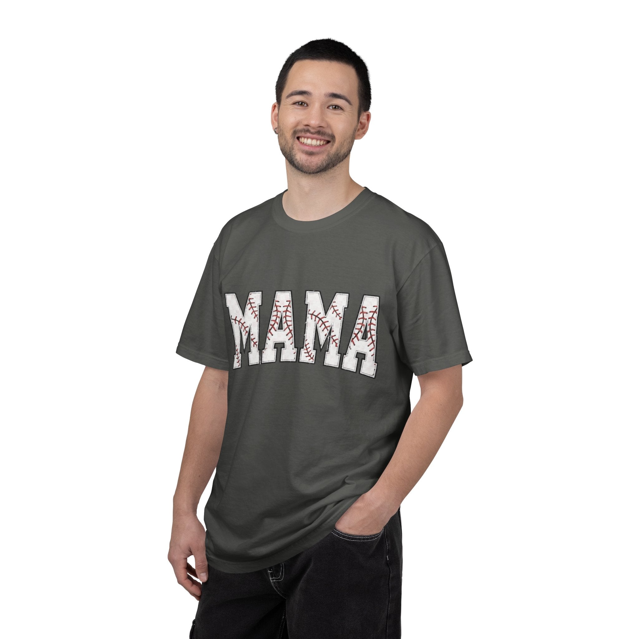 Mama Baseball Tee — 'MAMA' Stitched Baseball Mom T‑Shirt