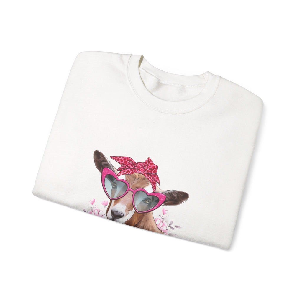 Goat with Heart Sunglasses Sweatshirt - 'XOXO' Cute Valentine Crewneck