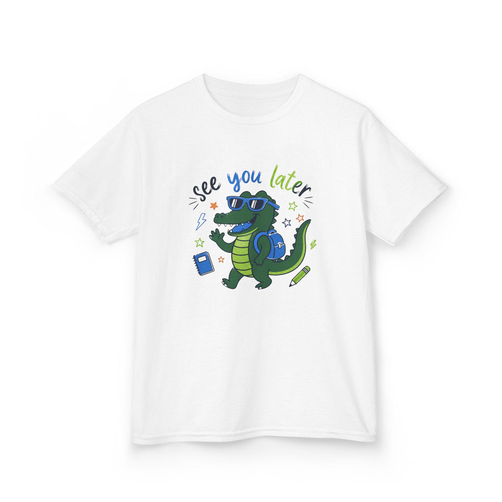 Kids T‑Shirt — "See You Later" Backpacking Alligator Graphic Tee