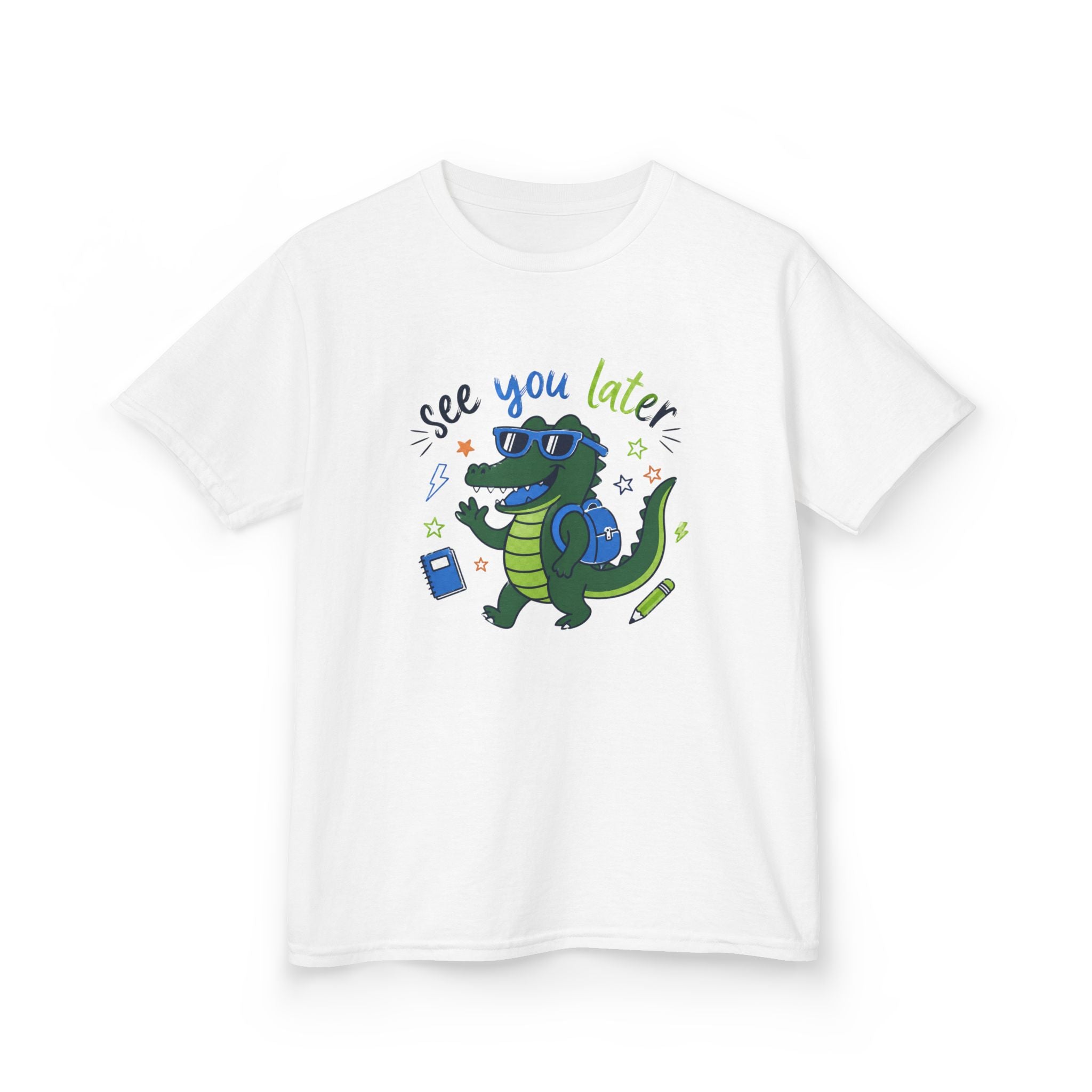 Kids T‑Shirt — "See You Later" Backpacking Alligator Graphic Tee