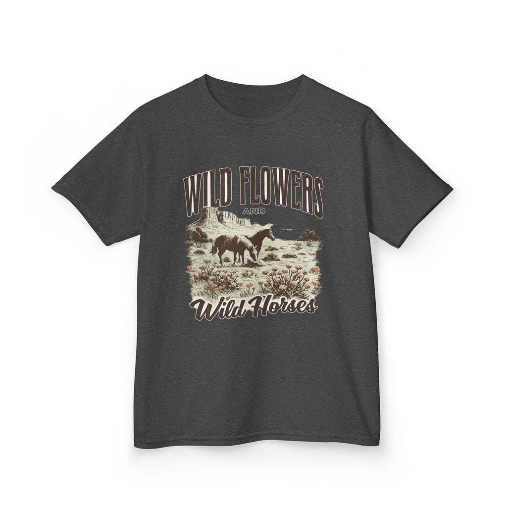 Kids T-Shirt — "Wild Flowers and Wild Horses" Rustic Western Tee