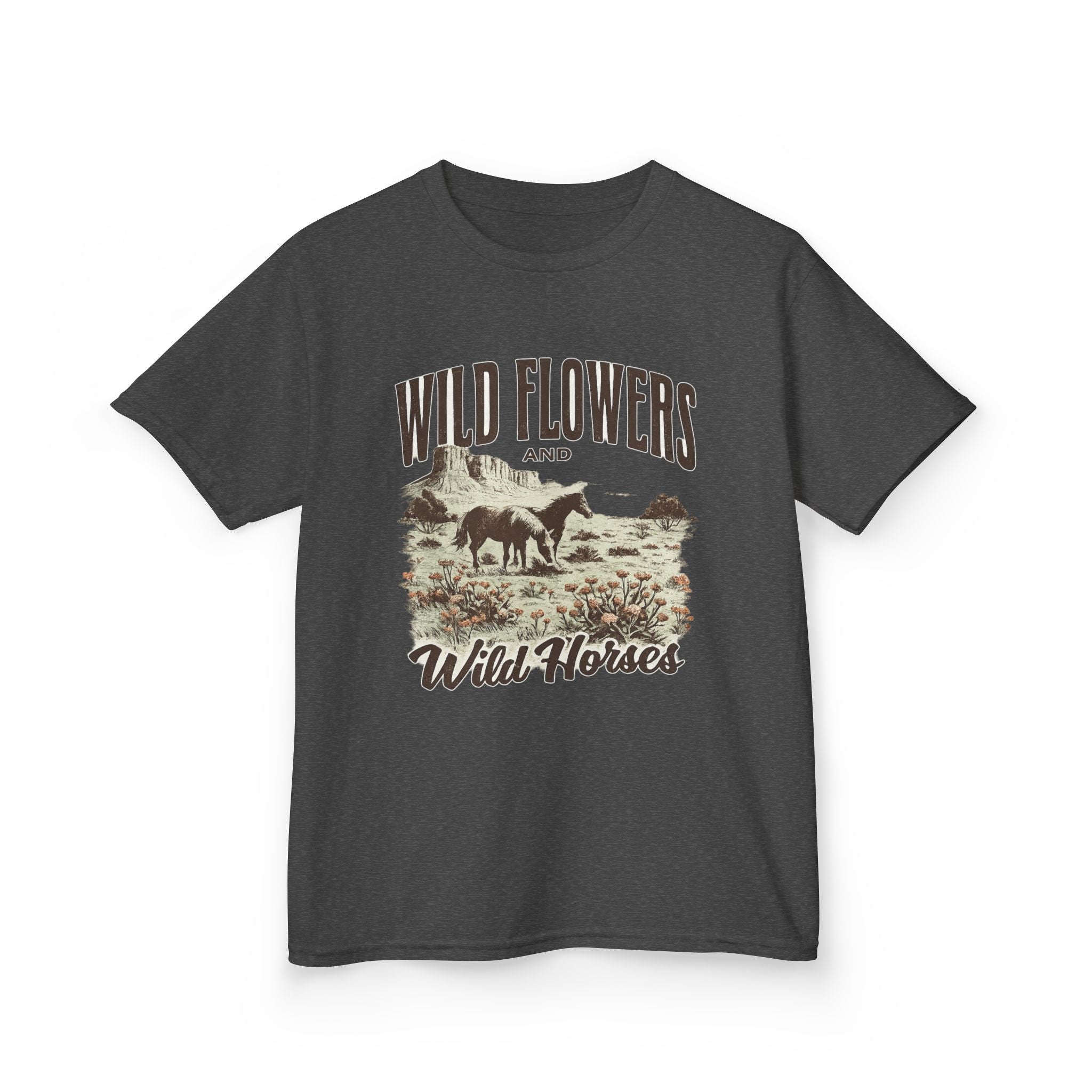Kids T-Shirt — "Wild Flowers and Wild Horses" Rustic Western Tee