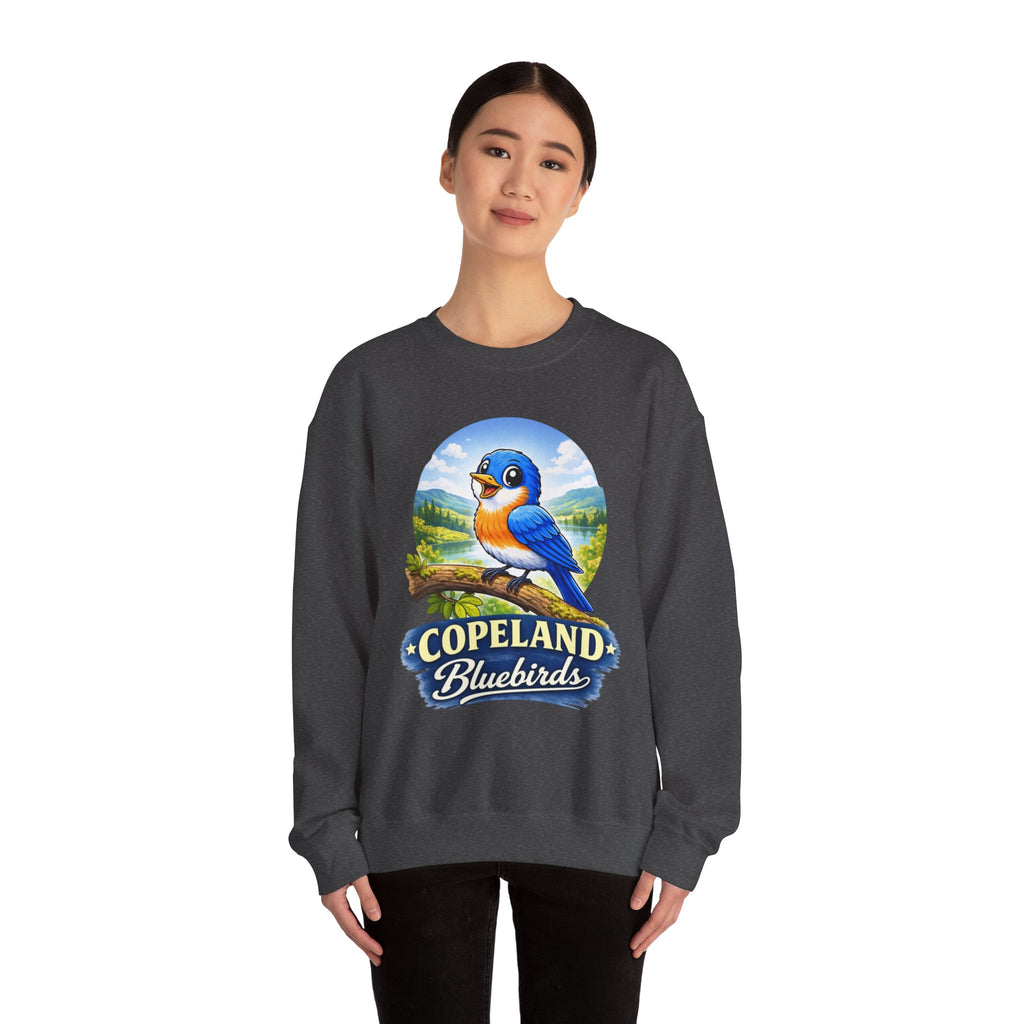 Bluebird Crewneck Sweatshirt — Copeland Bluebirds Vintage School Mascot Design