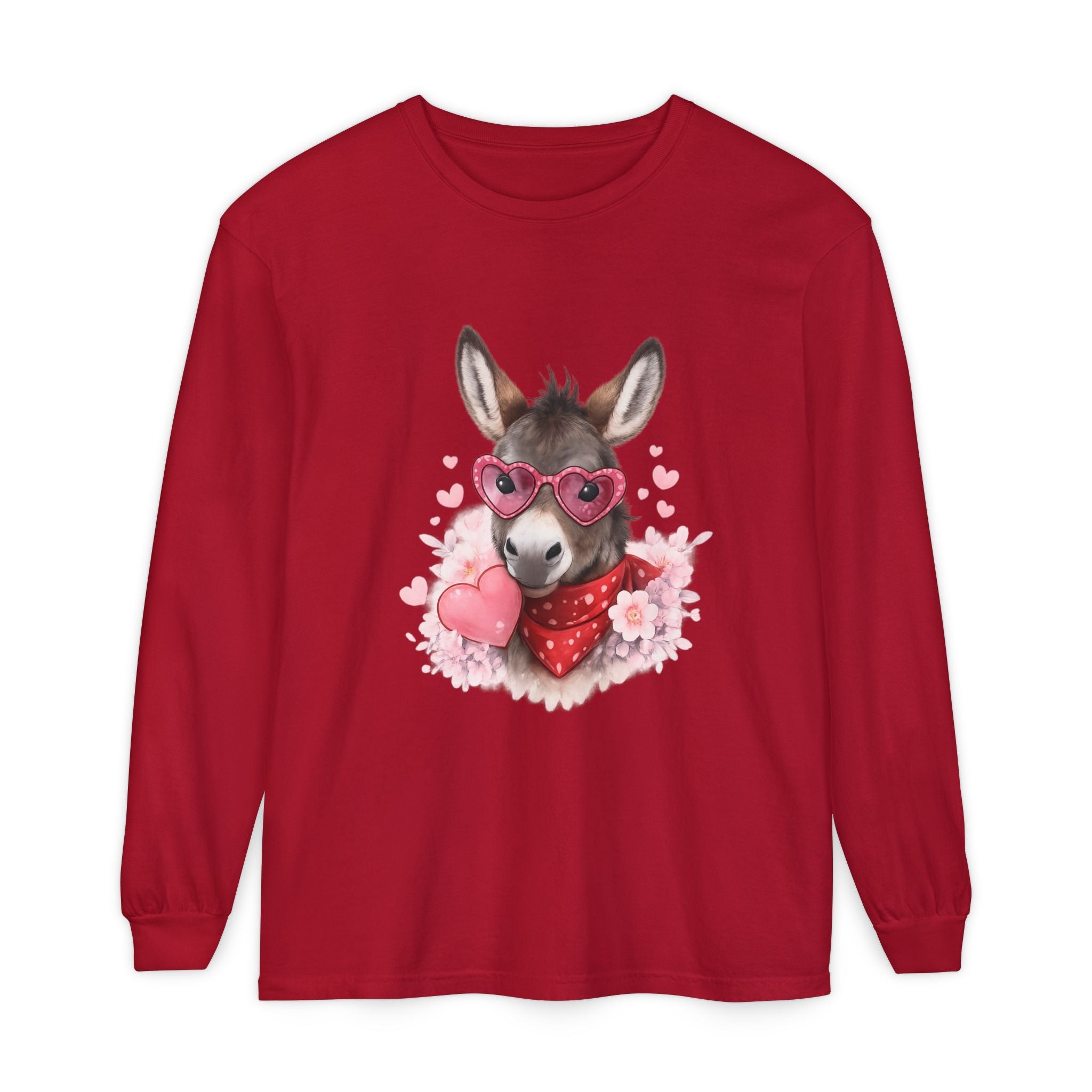 Donkey with Heart Sunglasses Long Sleeve Tee