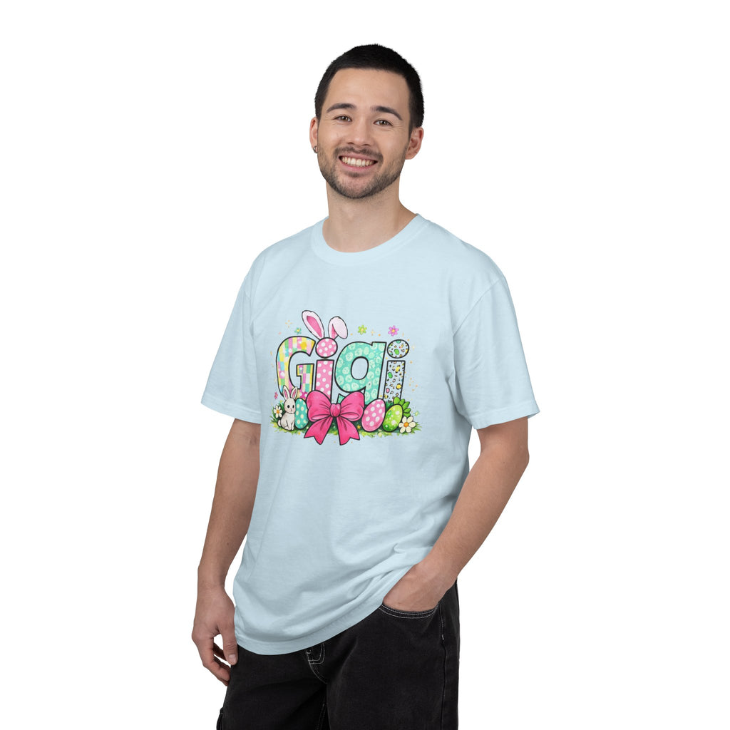 Easter Gigi T-Shirt — Pastel Bunny & Eggs Graphic Tee
