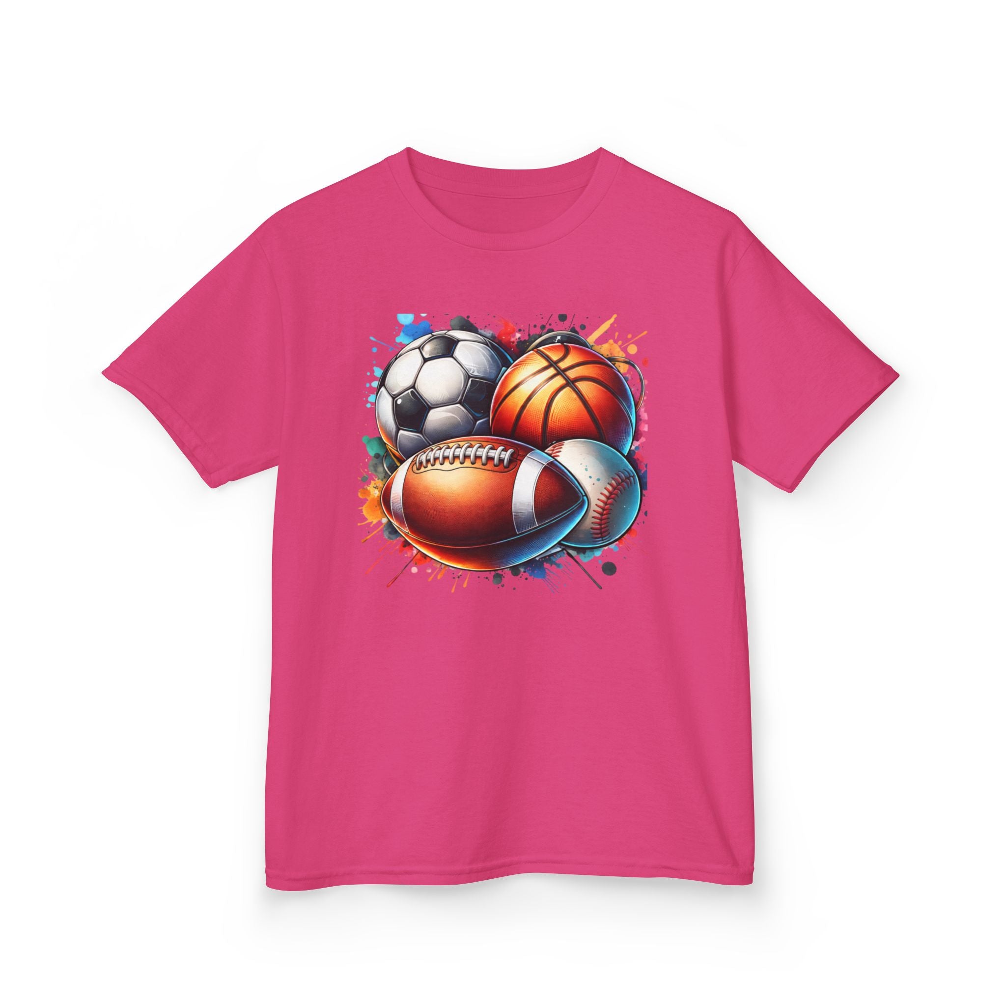 Kids Multi-Sport Splash T-Shirt — Soccer, Basketball & Football Graphic