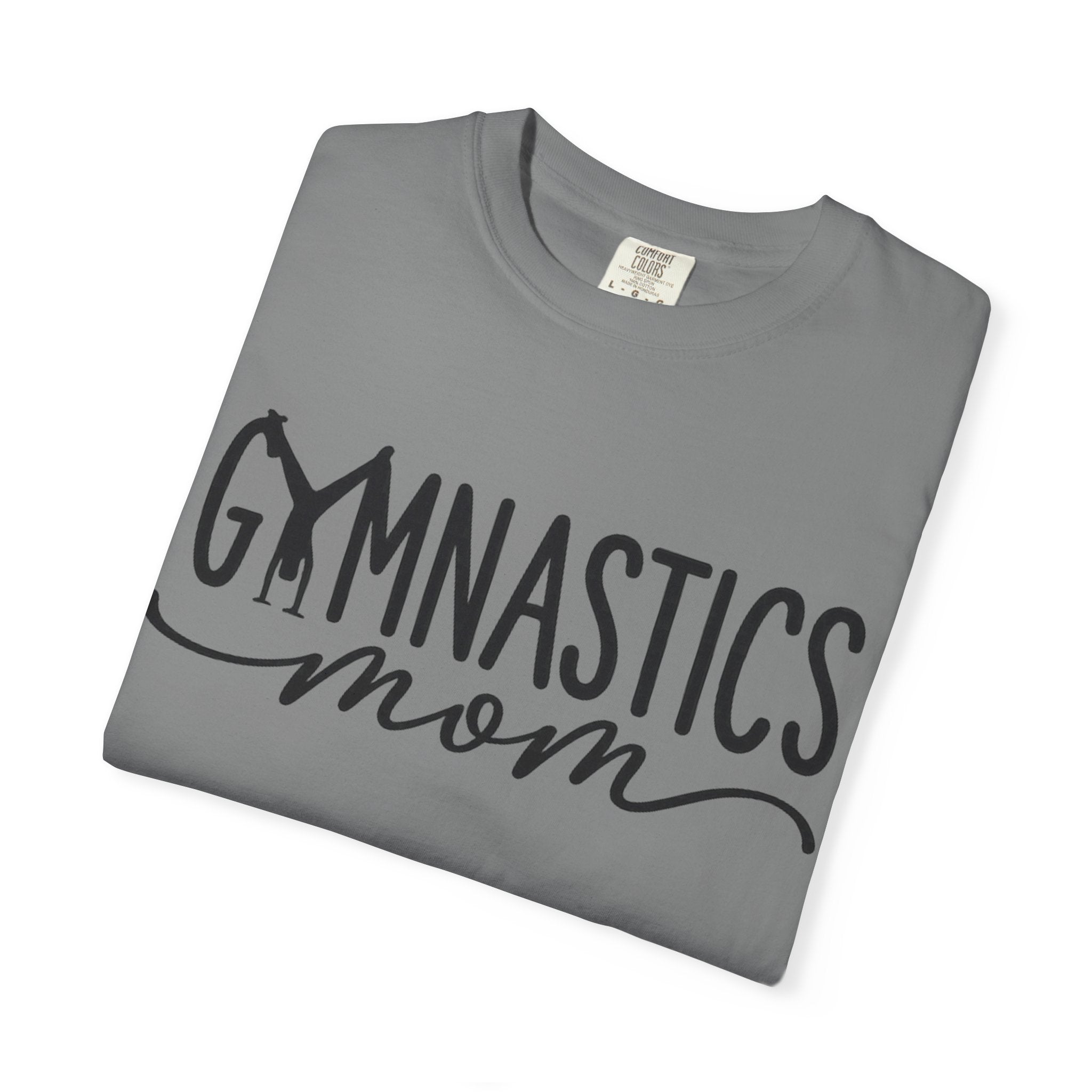 Gymnastics Mom T-Shirt — Casual White Crew Tee with Script Logo