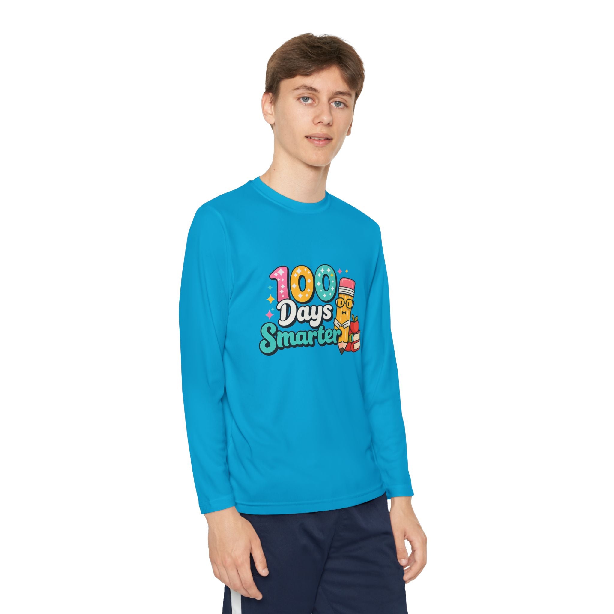 Youth Long Sleeve Tee - "100 Days Smarter" School Celebration Shirt