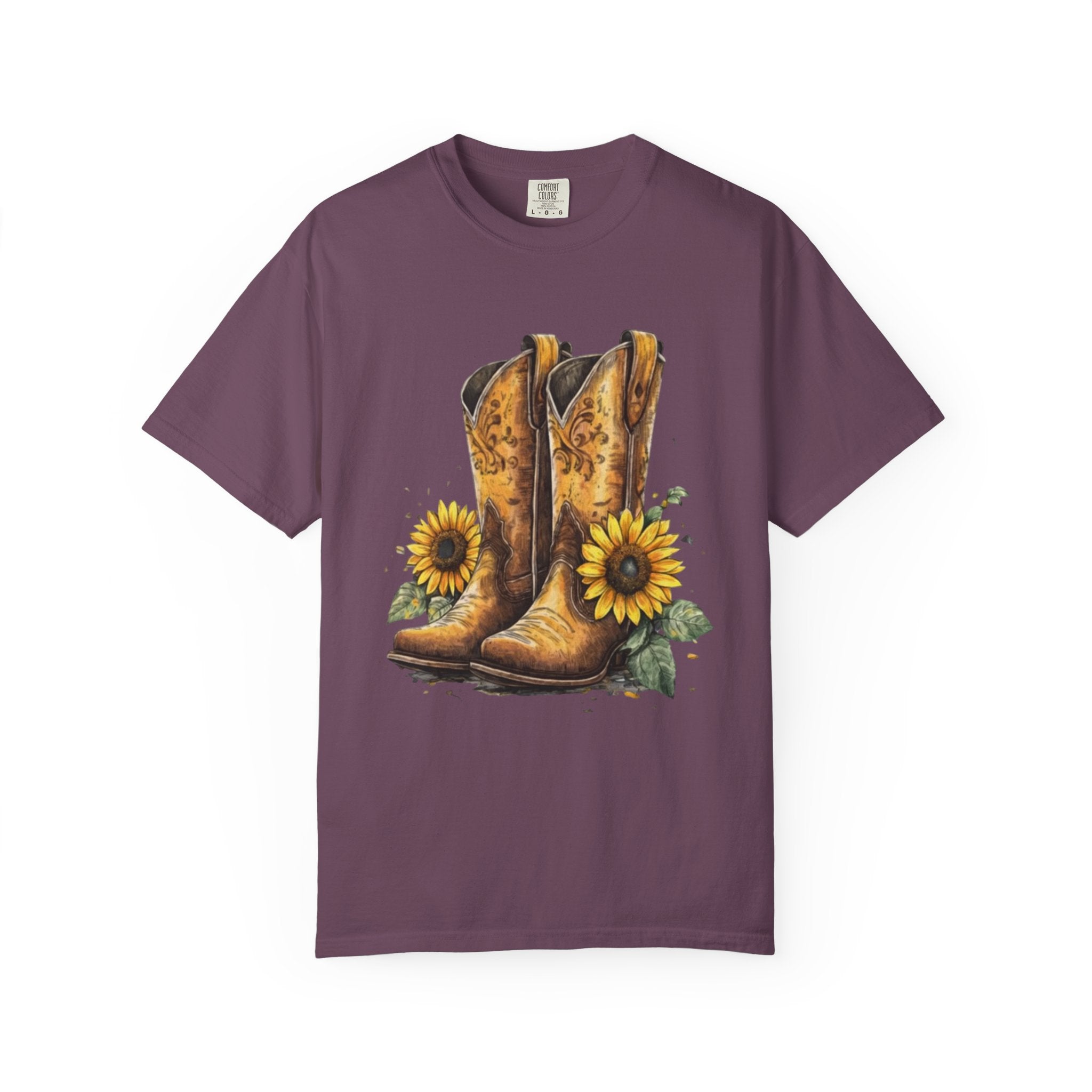 Cowgirl Boots & Sunflowers T-Shirt — Western Floral Graphic Tee