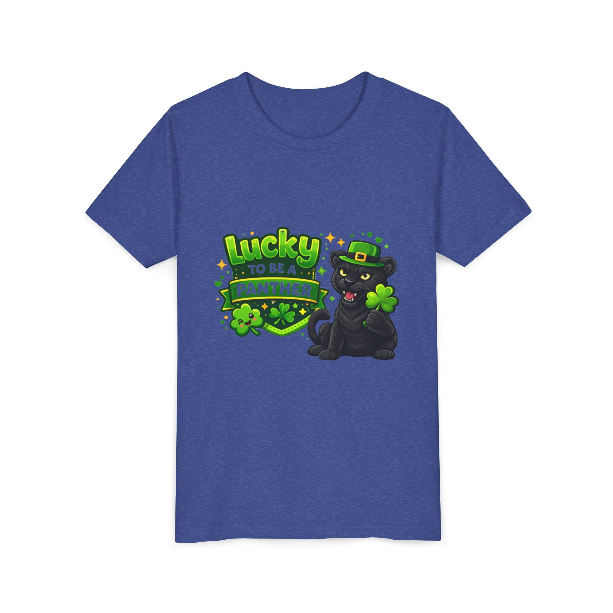 Youth Tee — "Lucky to Be a Panther" St. Patrick's Day Shamrock Tee