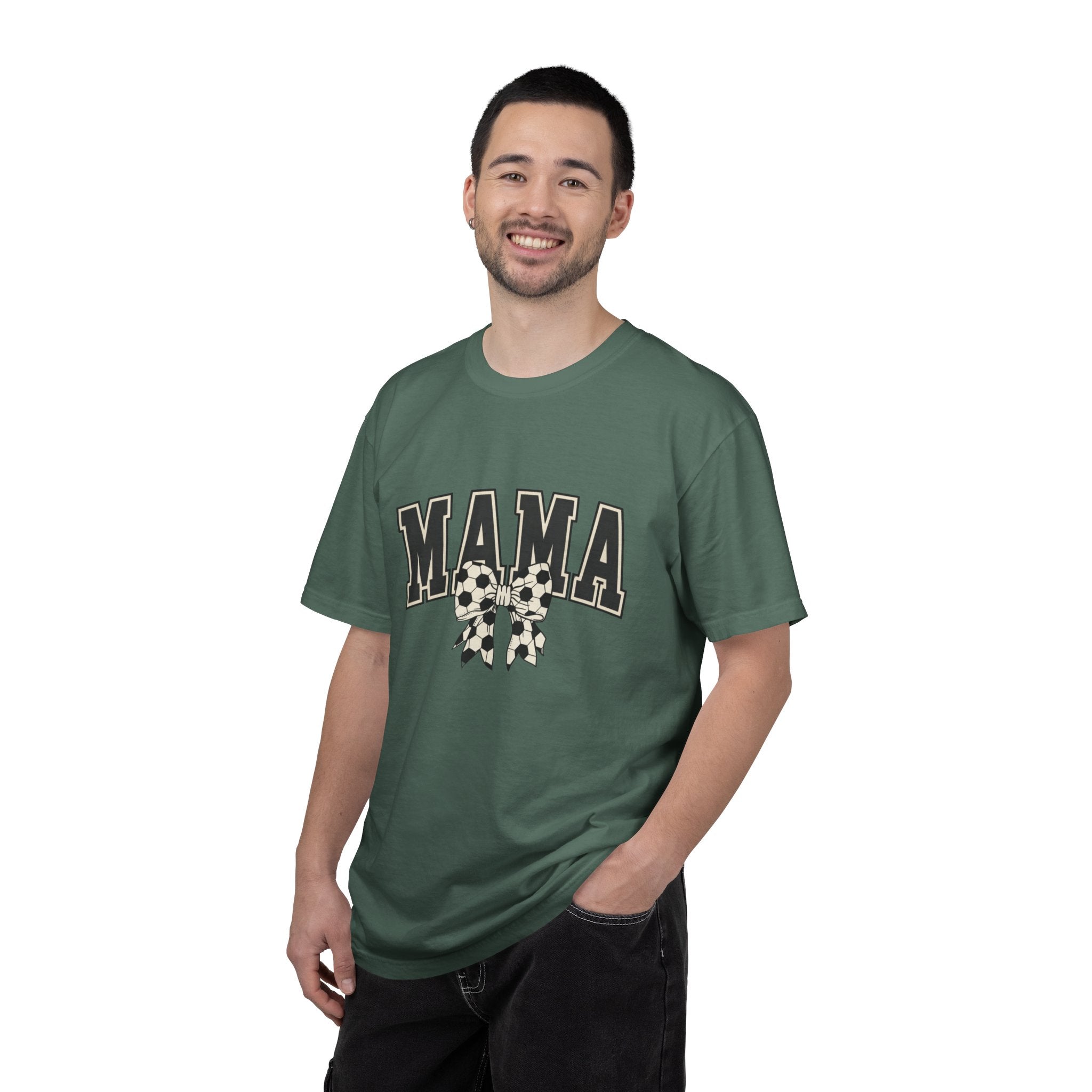 Mama Graphic T-Shirt — Retro Collegiate Letters with Polka Dot Bow