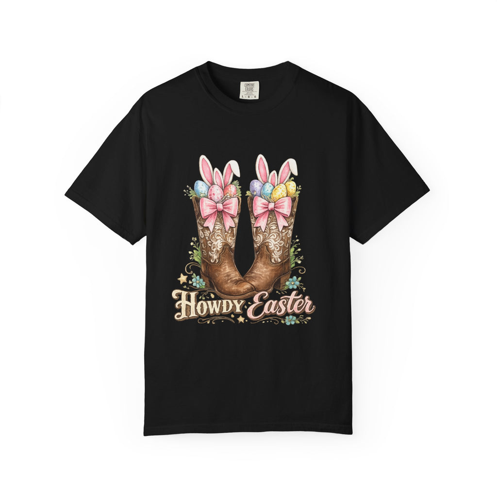 Howdy Easter Cowboy Boots T-Shirt — Western Easter Graphic Tee