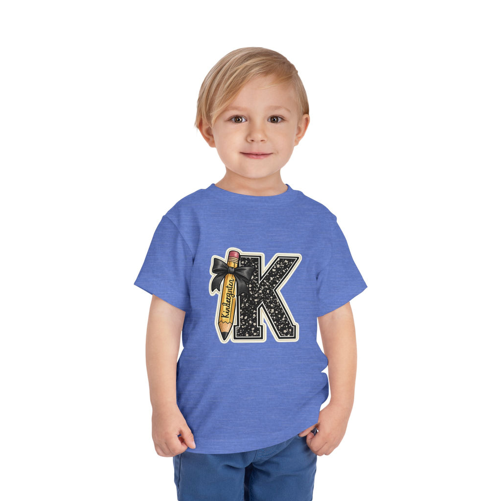 Kids' Letter K Pencil Tee — Monogram Toddler Short Sleeve Shirt