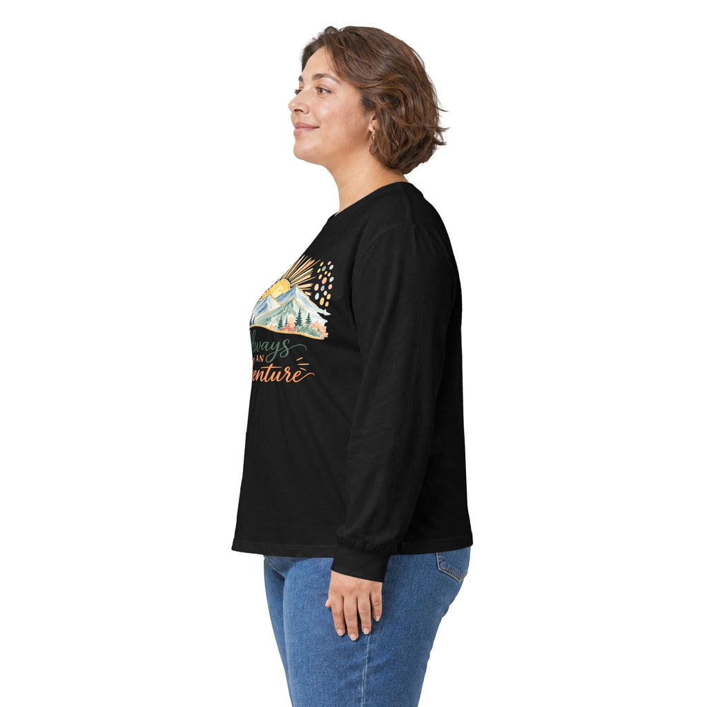 Always Adventure Long Sleeve Tee — Mountain Sunrise Outdoor Graphic Shirt