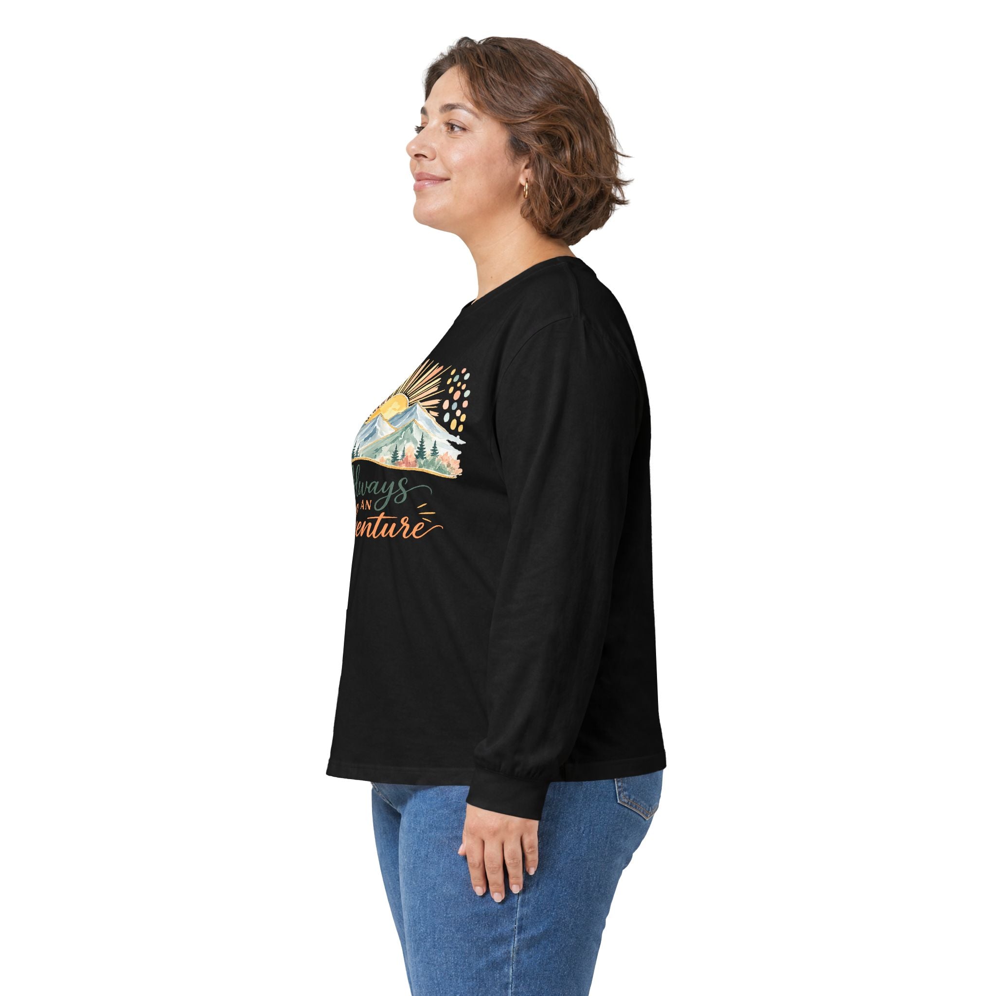Always Adventure Long Sleeve Tee — Mountain Sunrise Outdoor Graphic Shirt