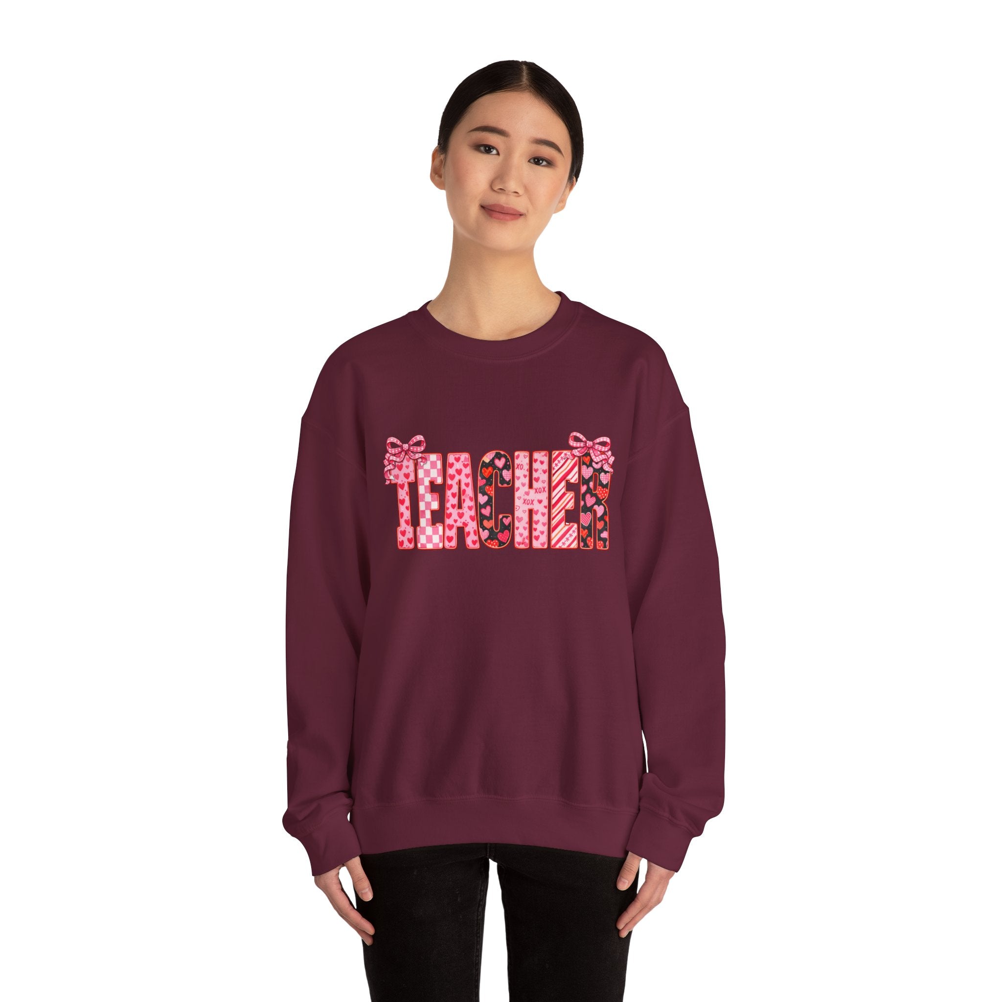 Teacher Leopard Heart Crewneck Sweatshirt